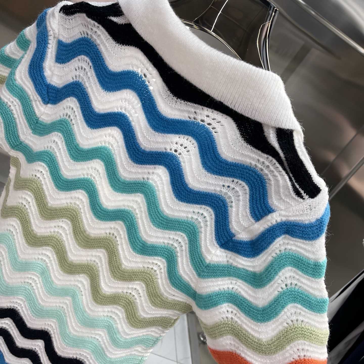 Casablanca Gradient Wave Crochet Mini Dress - FashionPlug