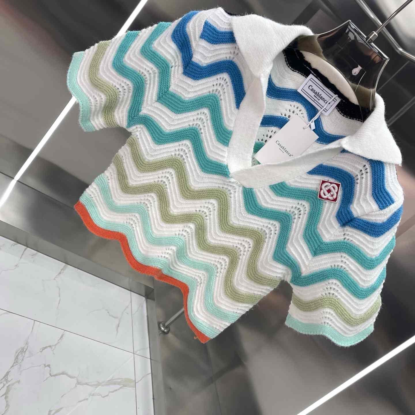 Casablanca Gradient Wave Crochet Top And Short Skirt - FashionPlug