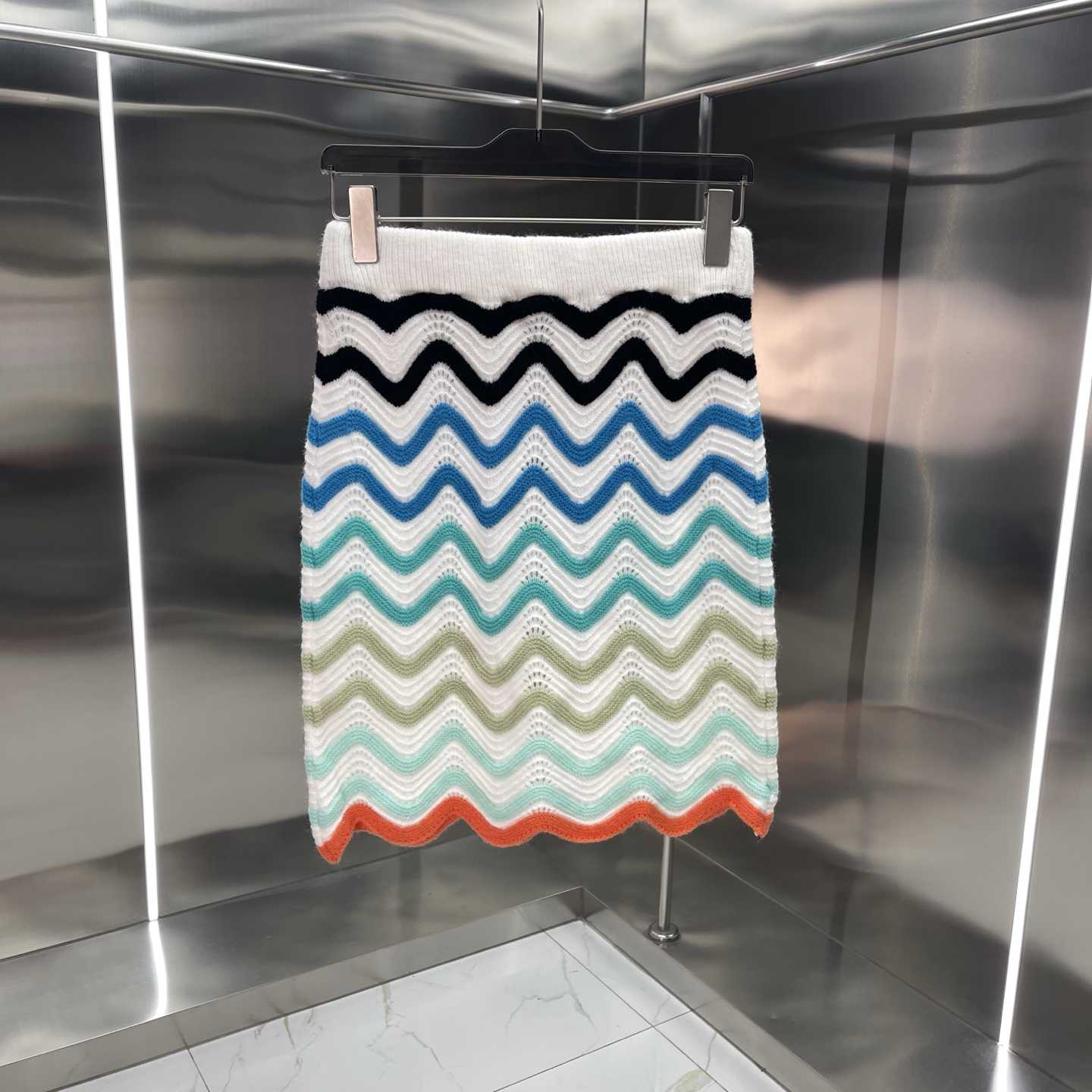 Casablanca Gradient Wave Crochet Top And Short Skirt - FashionPlug