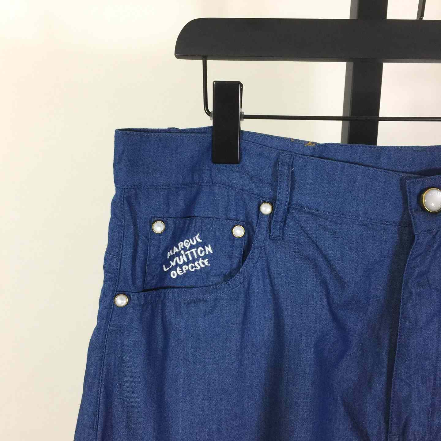 Louis Vuitton Embroidered Chambray Shorts   1AHVBT - FashionPlug
