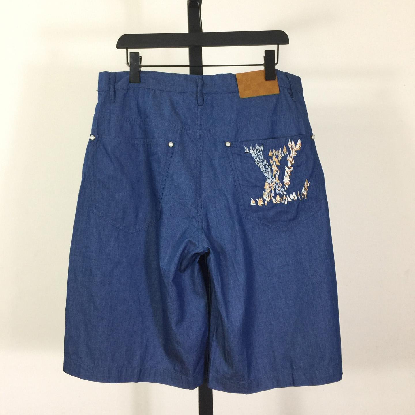 Louis Vuitton Embroidered Chambray Shorts   1AHVBT - FashionPlug