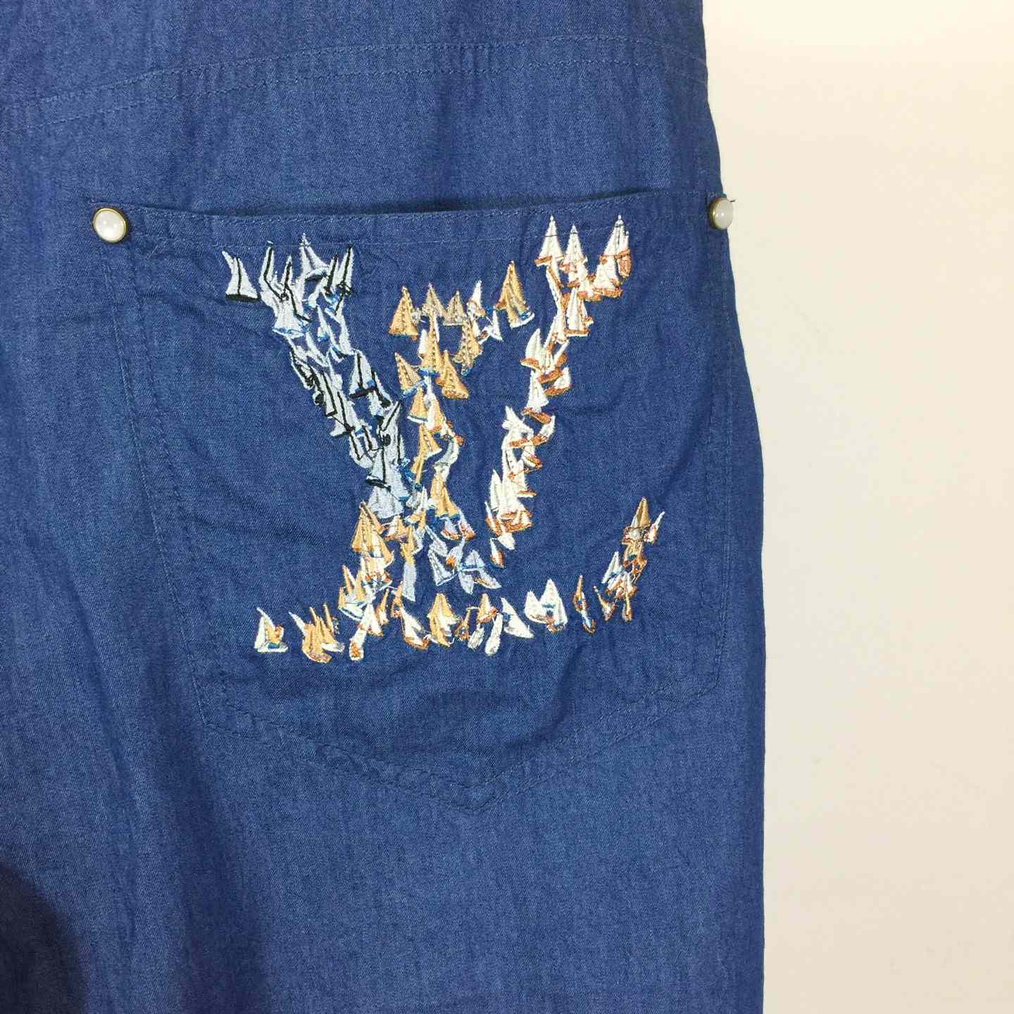 Louis Vuitton Embroidered Chambray Shorts   1AHVBT - FashionPlug