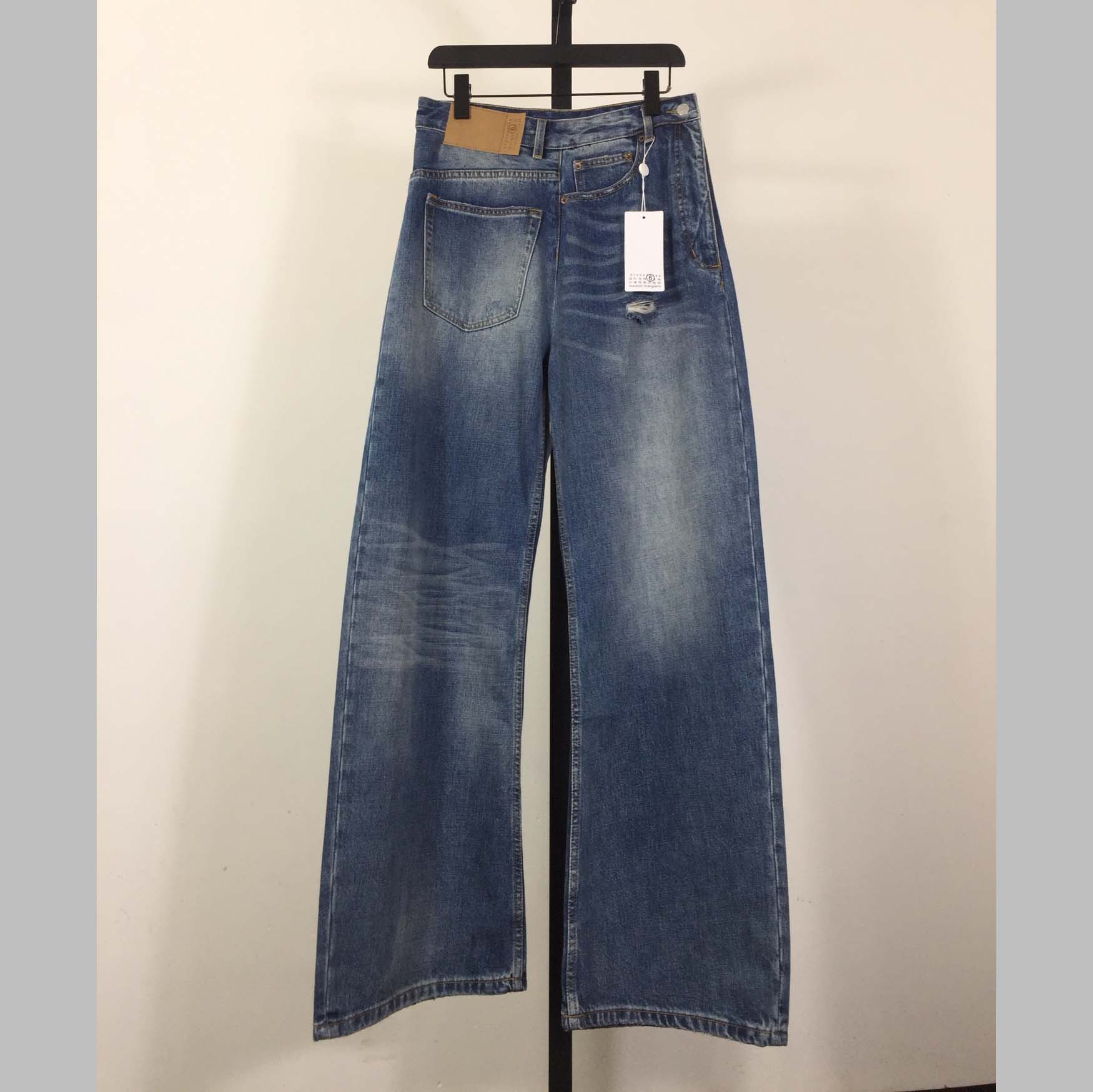 MM6 Maison Margiela Twist Wide Leg Jeans - FashionPlug