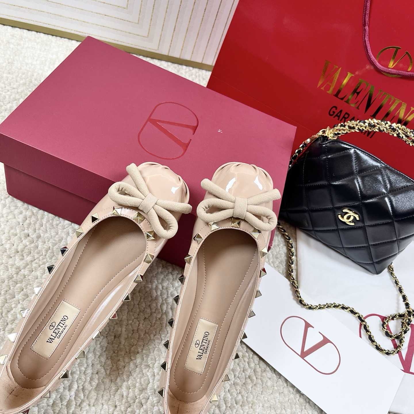 Valenti Rockstud Patent Leather Ballerina - FashionPlug