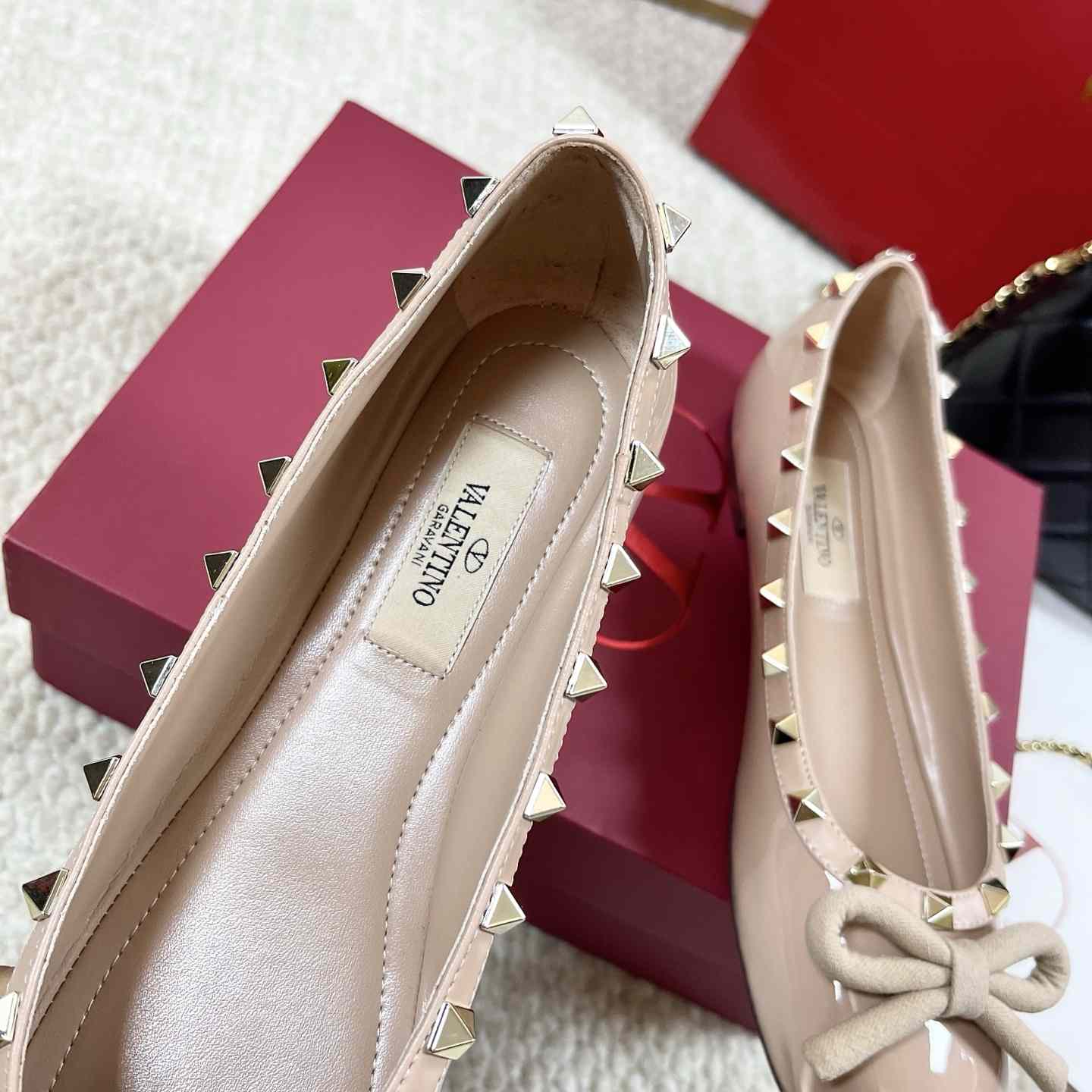 Valenti Rockstud Patent Leather Ballerina - FashionPlug