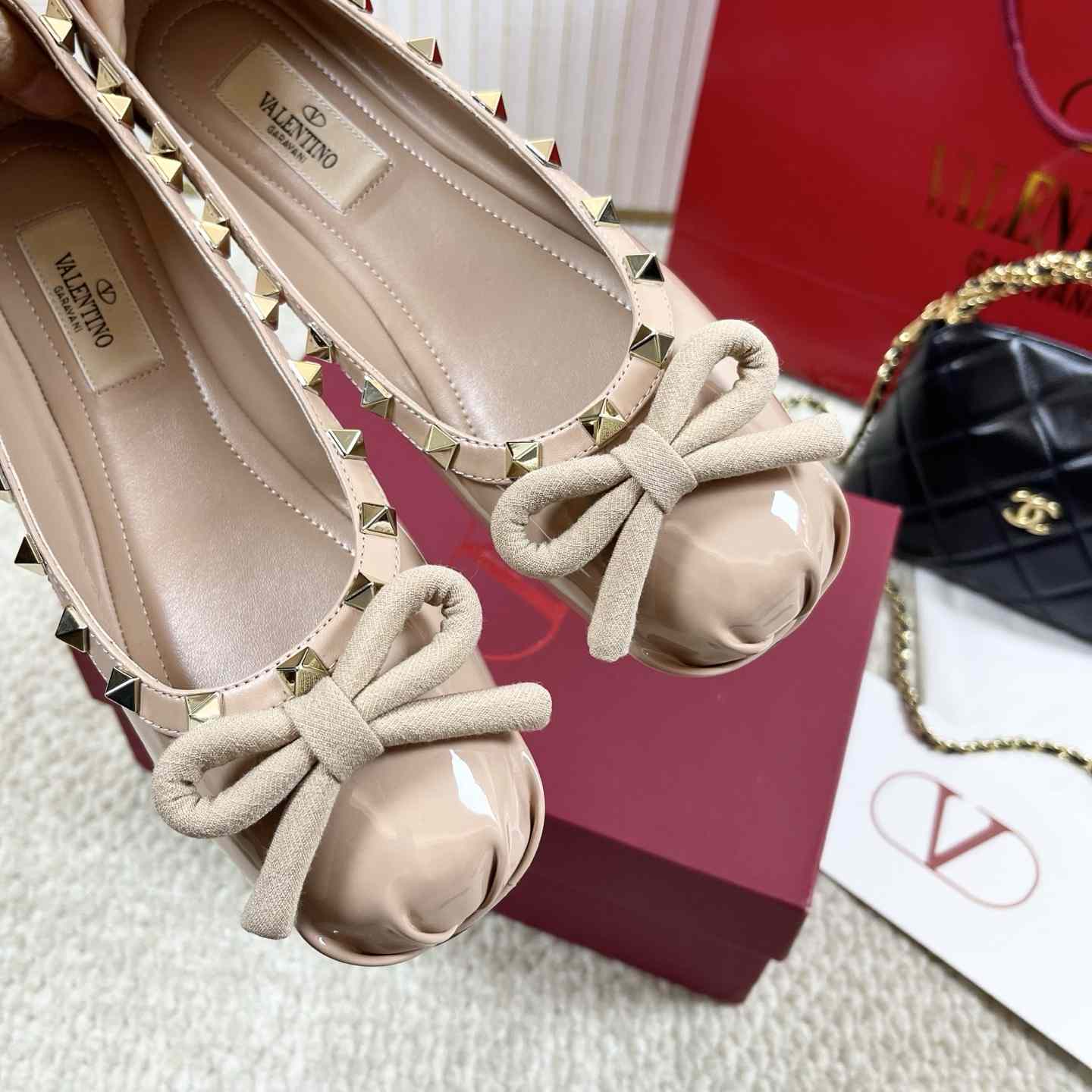 Valenti Rockstud Patent Leather Ballerina - FashionPlug