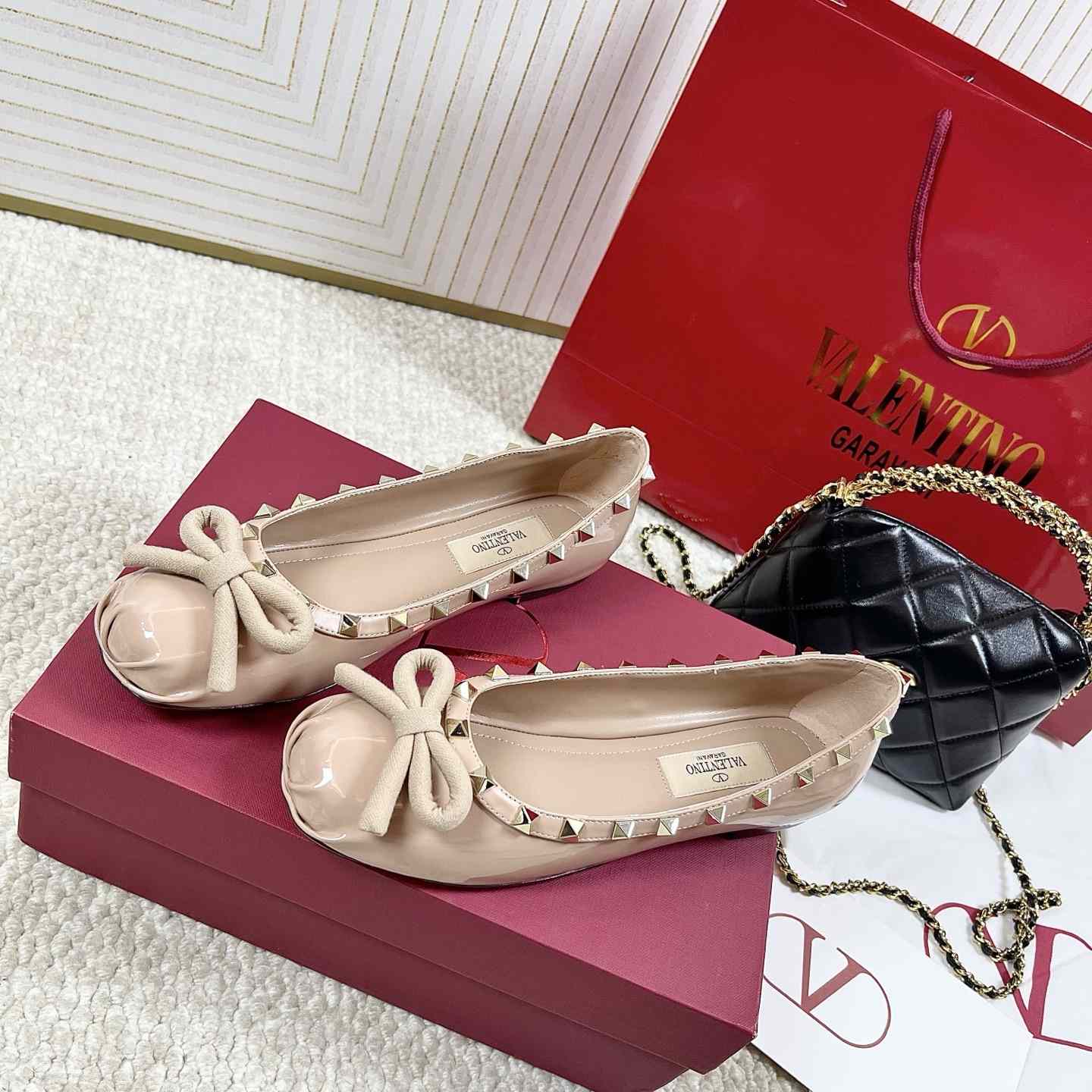Valenti Rockstud Patent Leather Ballerina - FashionPlug