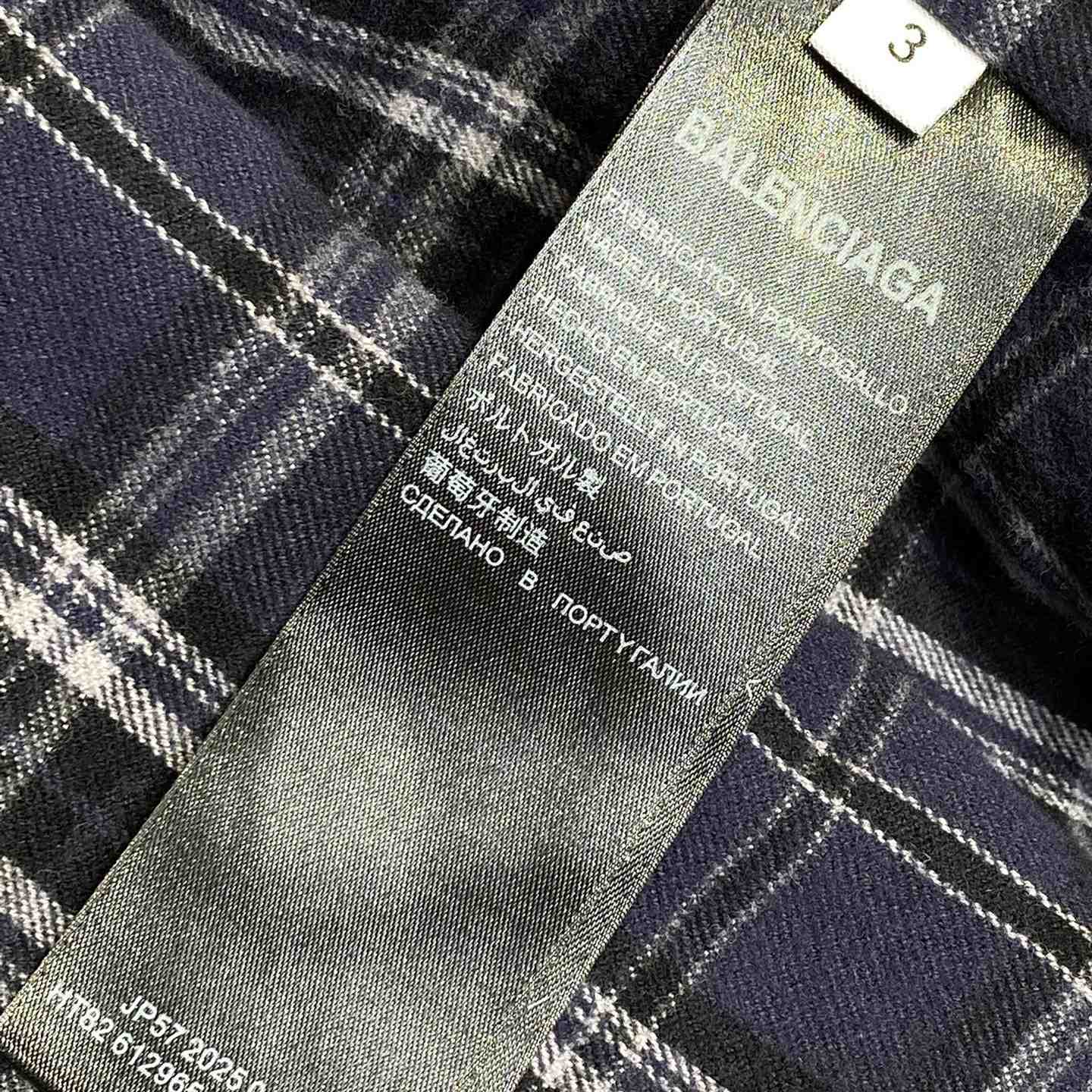 Balenciaga SS25 Logo Embroidered Hooded Check Jacket - FashionPlug