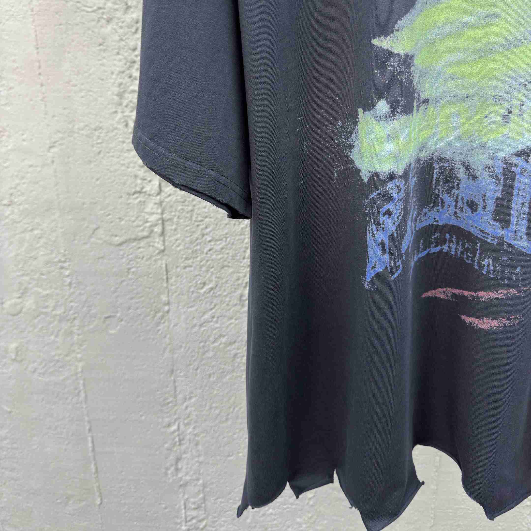 Balenciaga DIY Imprint Cropped T-Shirt In Washed Black Vintage Jersey - FashionPlug