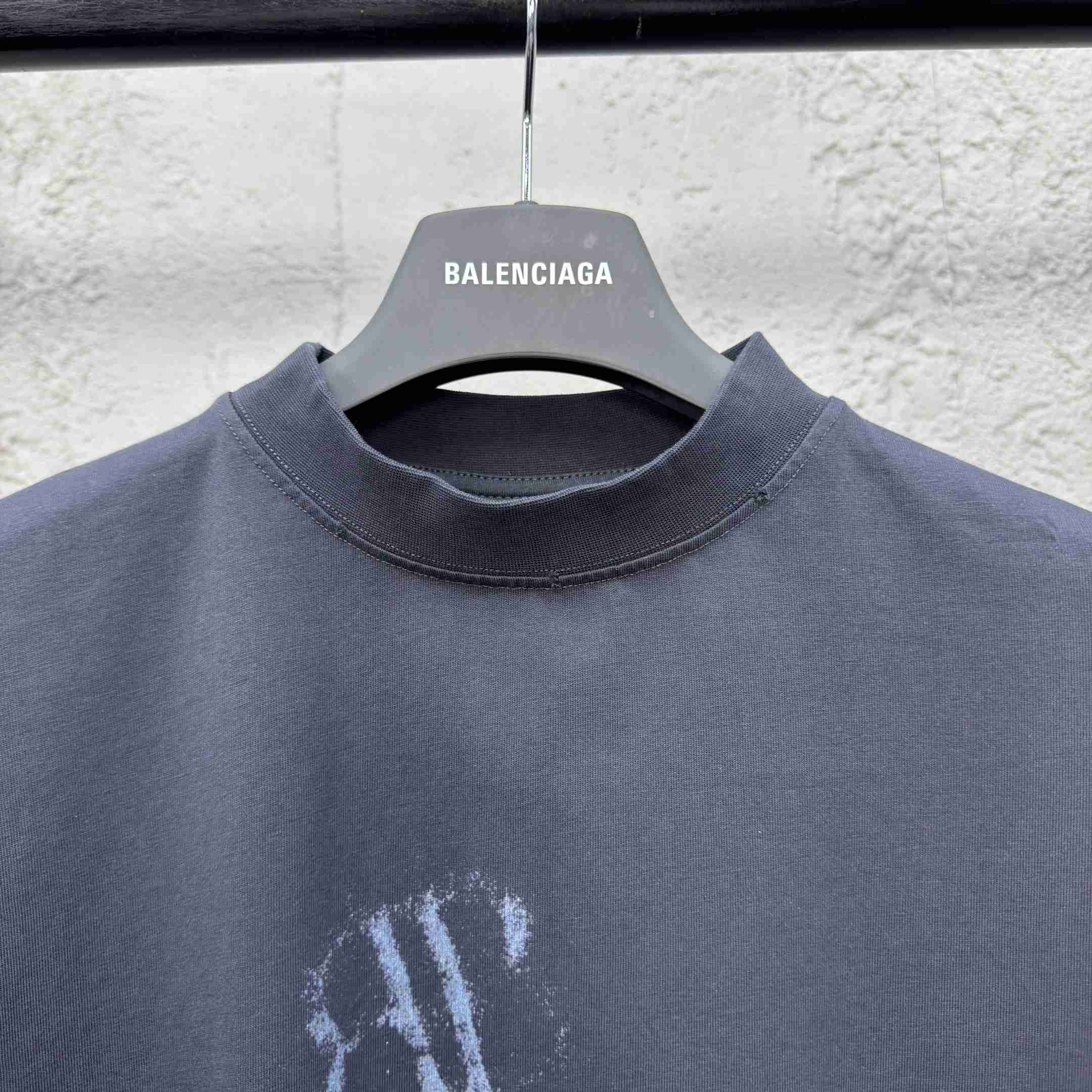 Balenciaga DIY Imprint Cropped T-Shirt In Washed Black Vintage Jersey - FashionPlug