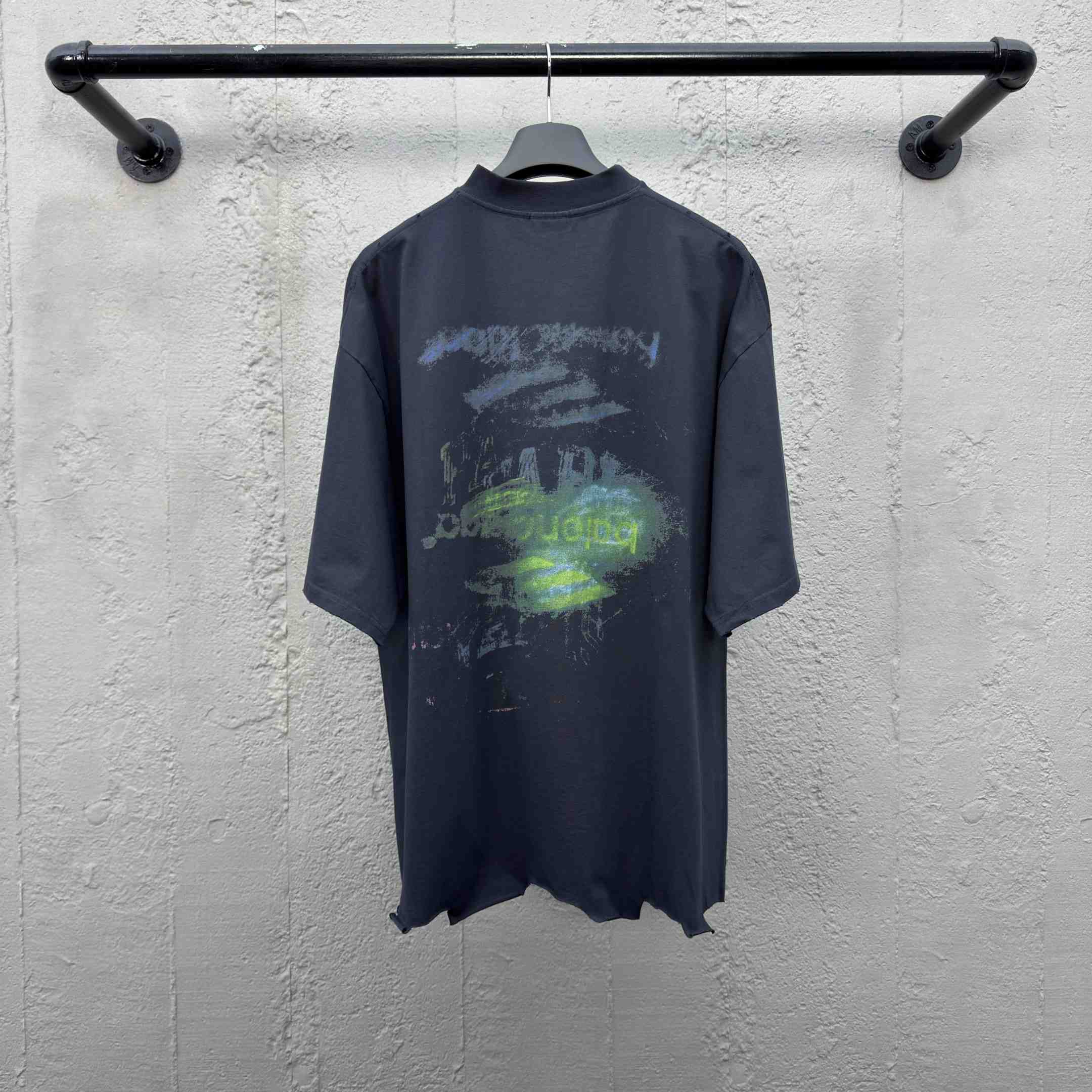 Balenciaga DIY Imprint Cropped T-Shirt In Washed Black Vintage Jersey - FashionPlug