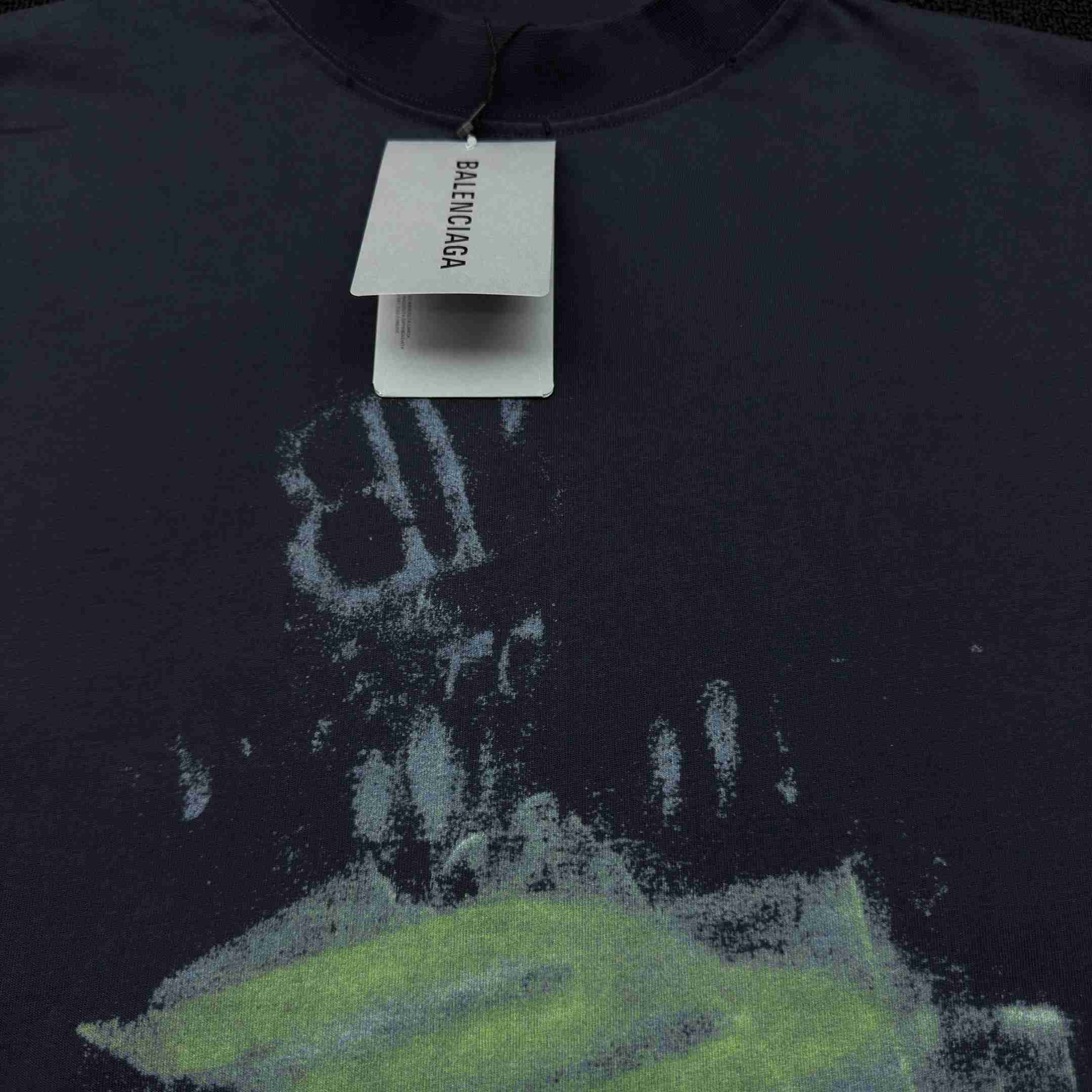 Balenciaga DIY Imprint Cropped T-Shirt In Washed Black Vintage Jersey - FashionPlug