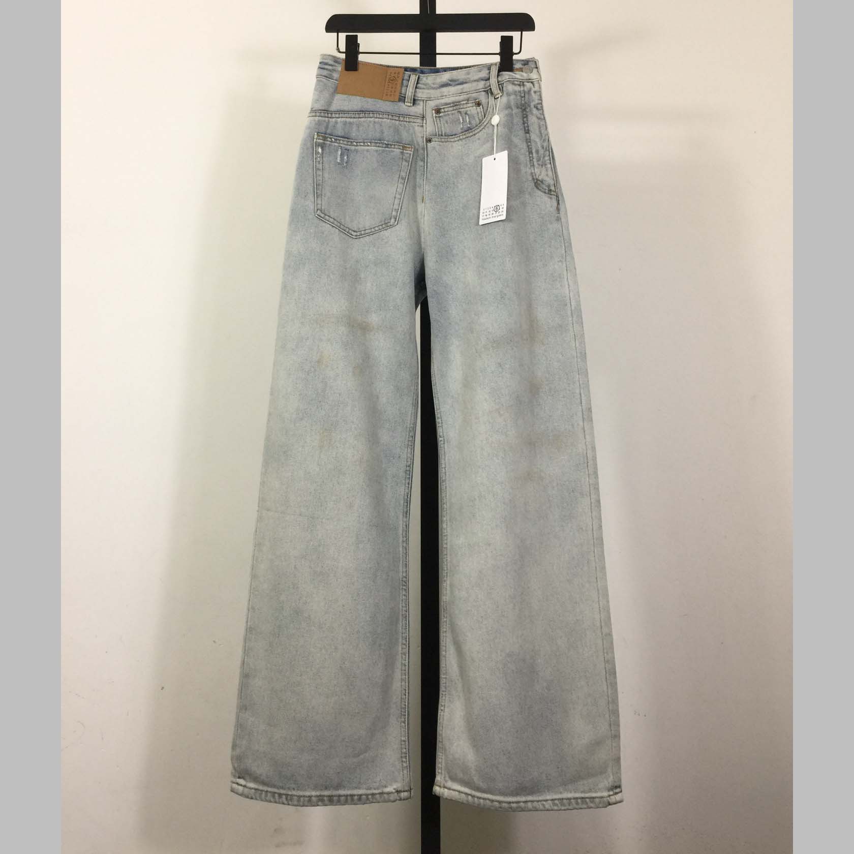 MM6 Maison Margiela Twist Wide Leg Jeans - FashionPlug