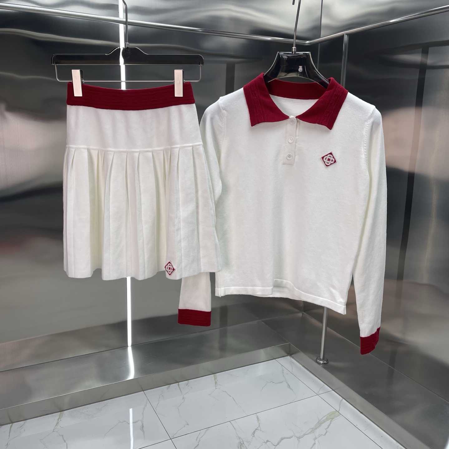 Casablanca Logo Polo Shirt And Skirt - FashionPlug