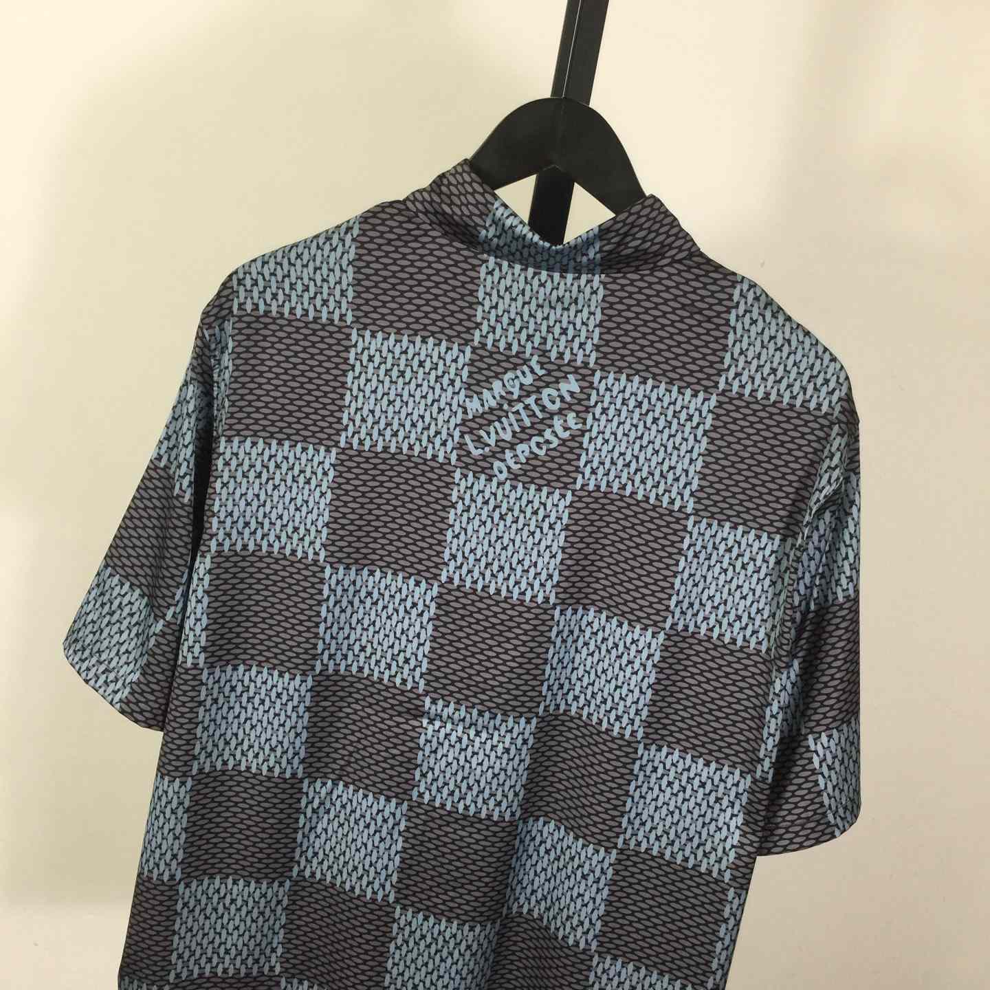 Louis Vuitton Damier Short-Sleeved Silk Shirt   1AHVXU - FashionPlug