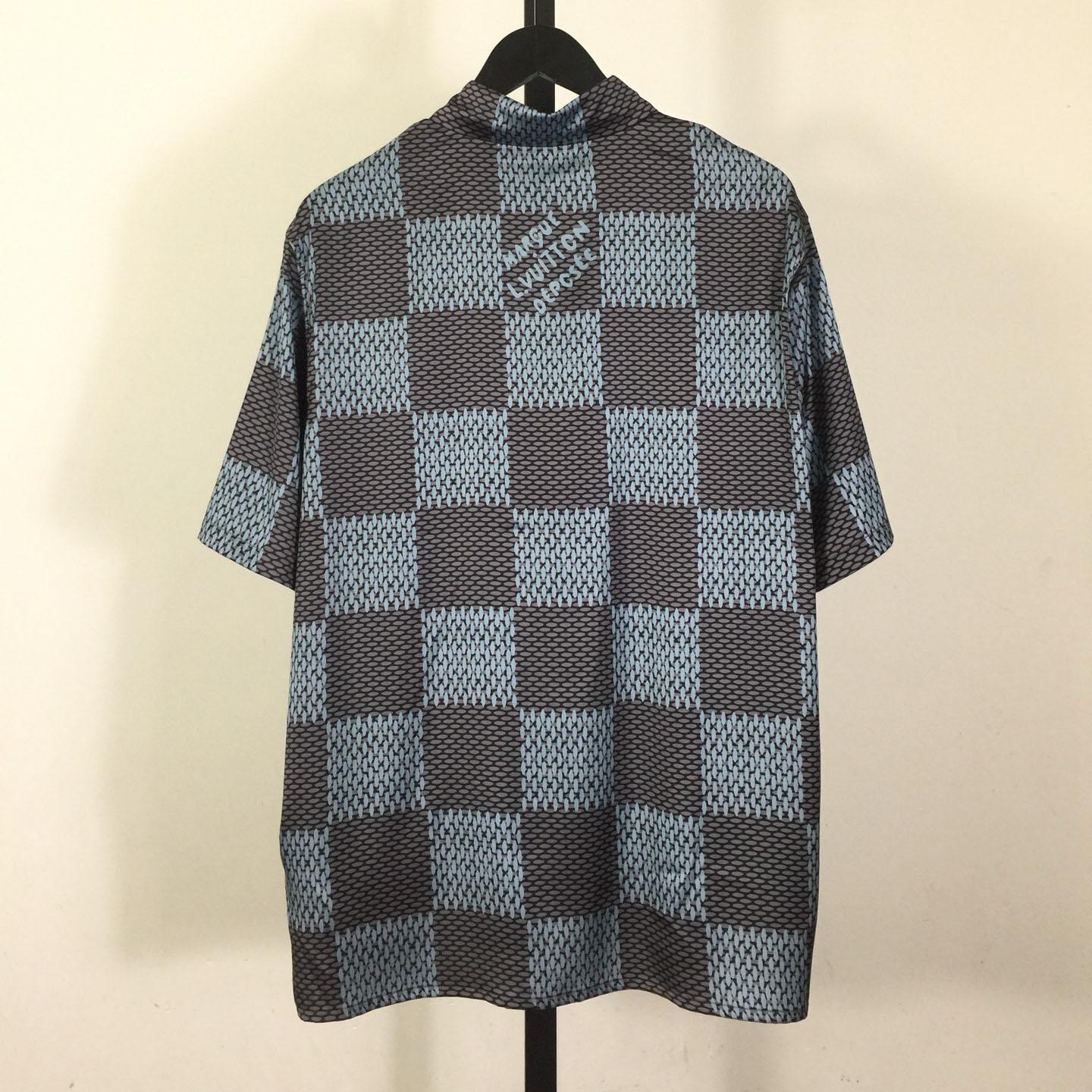 Louis Vuitton Damier Short-Sleeved Silk Shirt   1AHVXU - FashionPlug