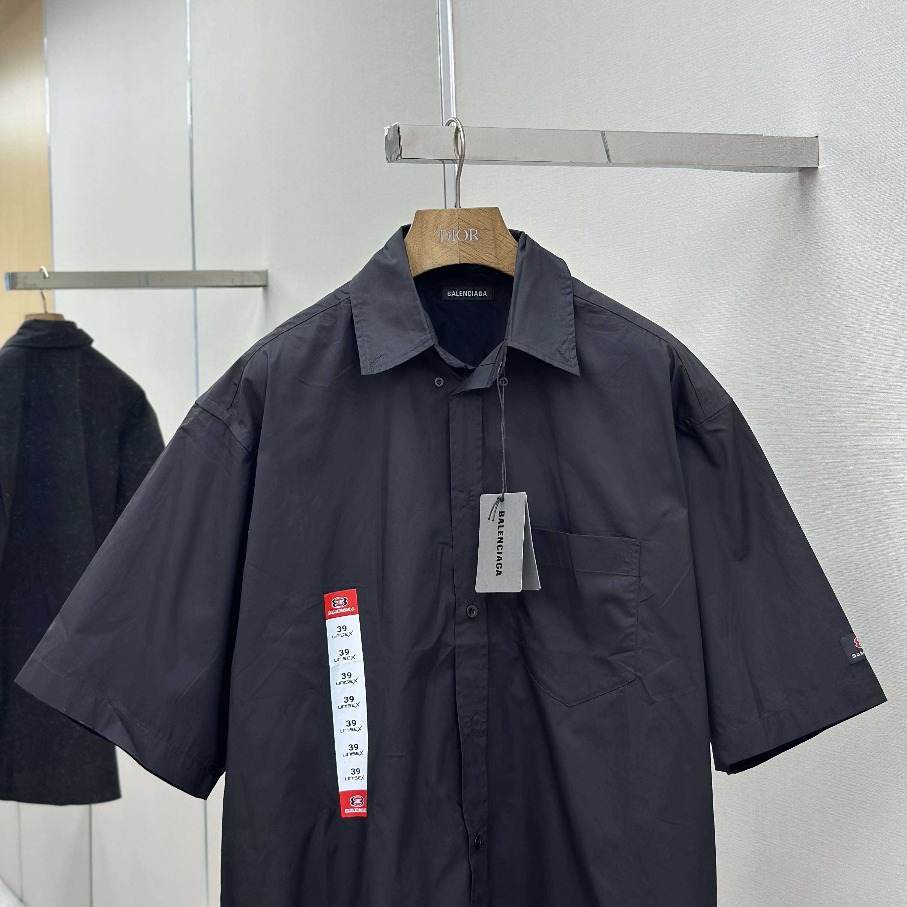 Balenciaga Workwear Short Sleeve Large Fit Shirt In Black - FashionPlug