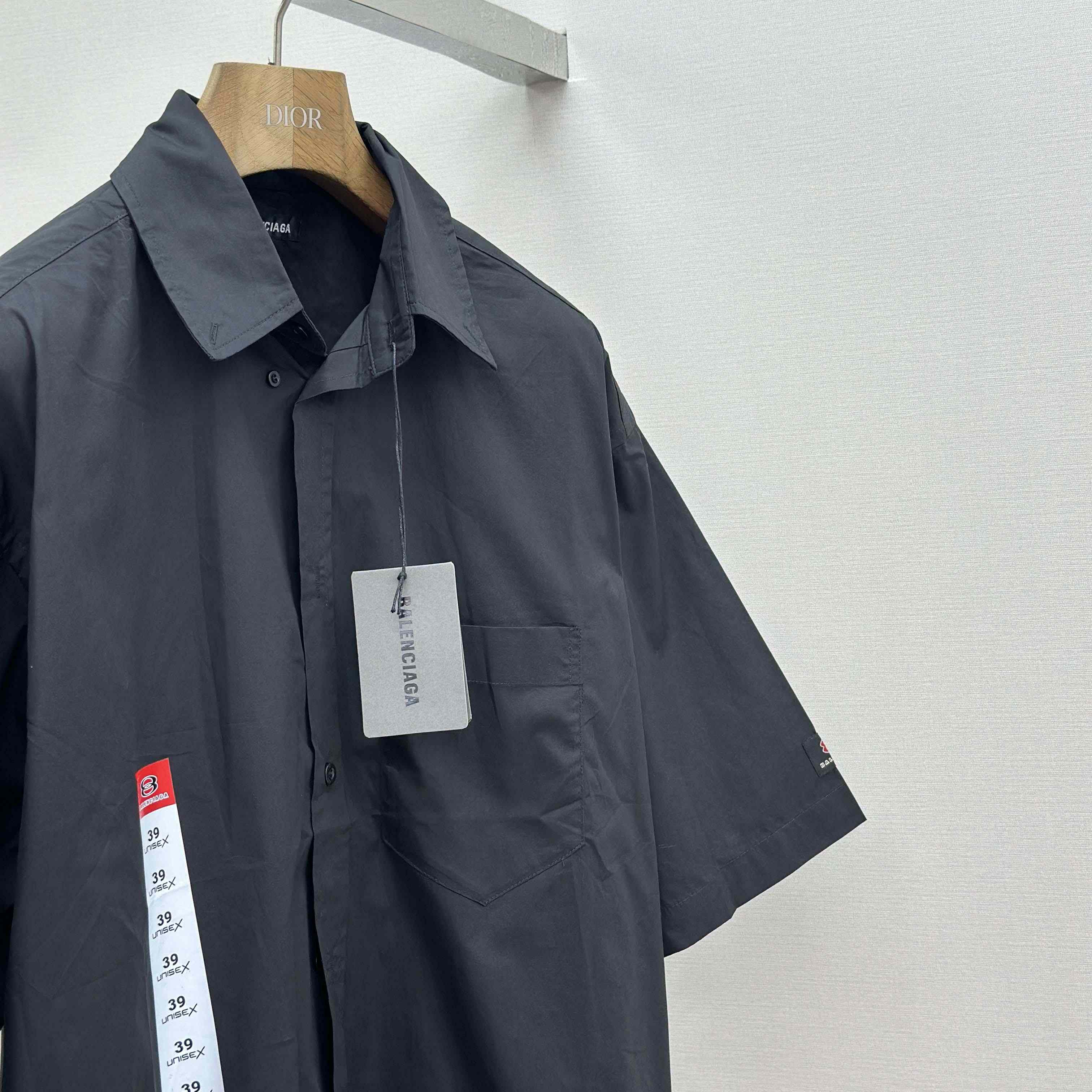 Balenciaga Workwear Short Sleeve Large Fit Shirt In Black - FashionPlug