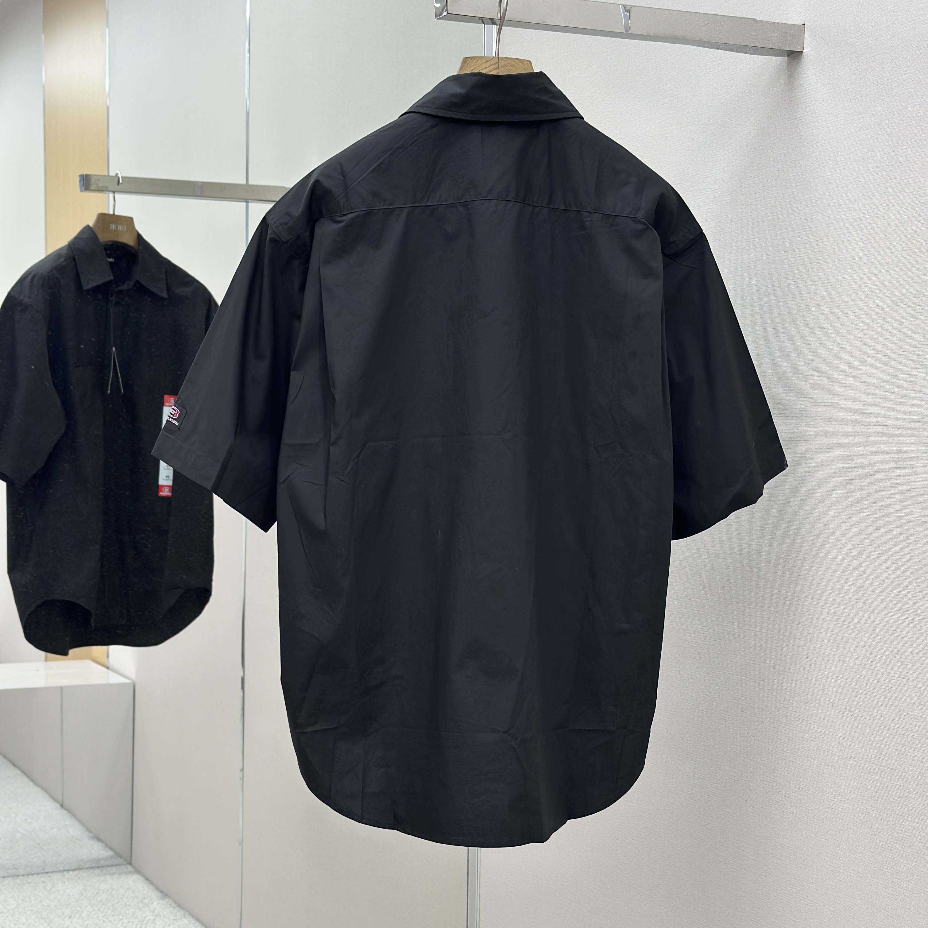 Balenciaga Workwear Short Sleeve Large Fit Shirt In Black - FashionPlug