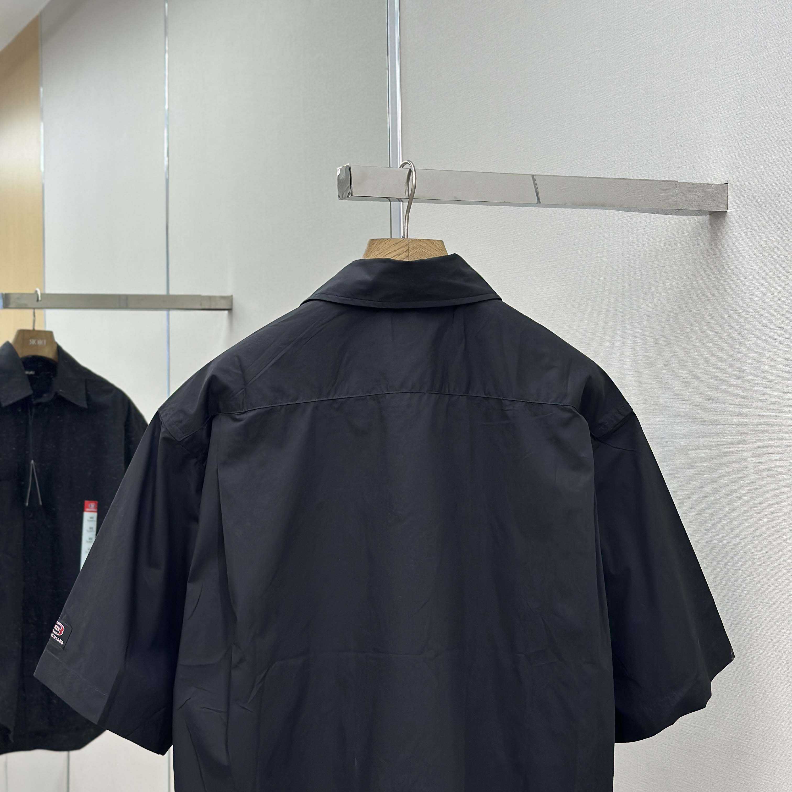Balenciaga Workwear Short Sleeve Large Fit Shirt In Black - FashionPlug