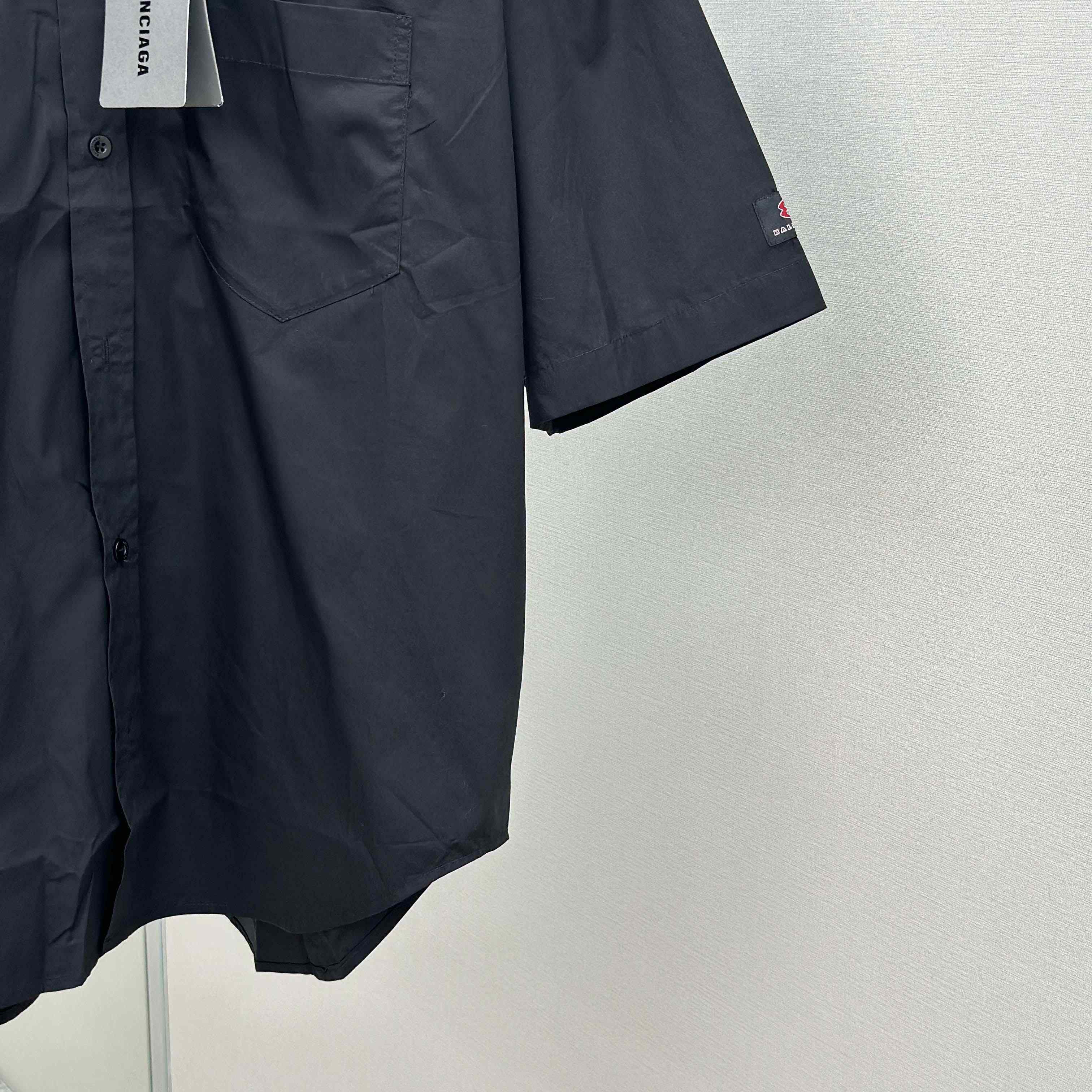 Balenciaga Workwear Short Sleeve Large Fit Shirt In Black - FashionPlug