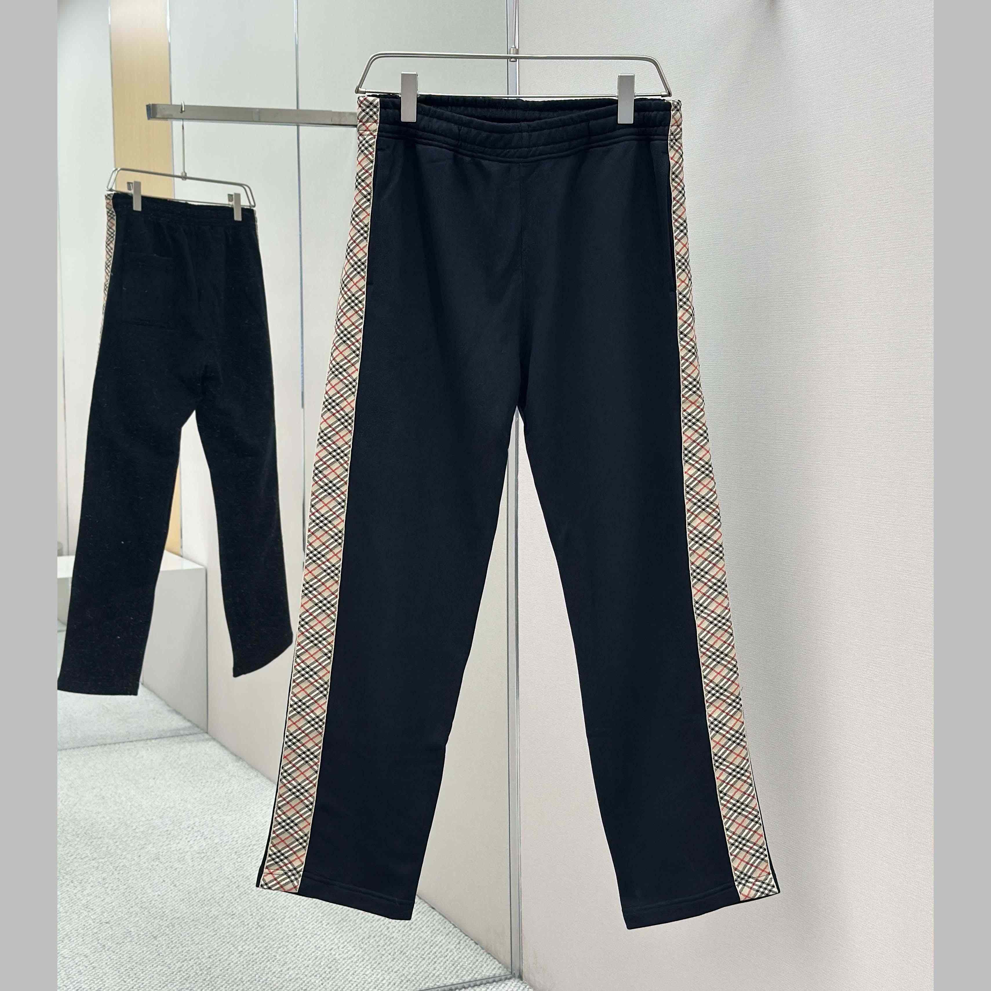 Burberry Check Trim Cotton Jogging Pants - FashionPlug