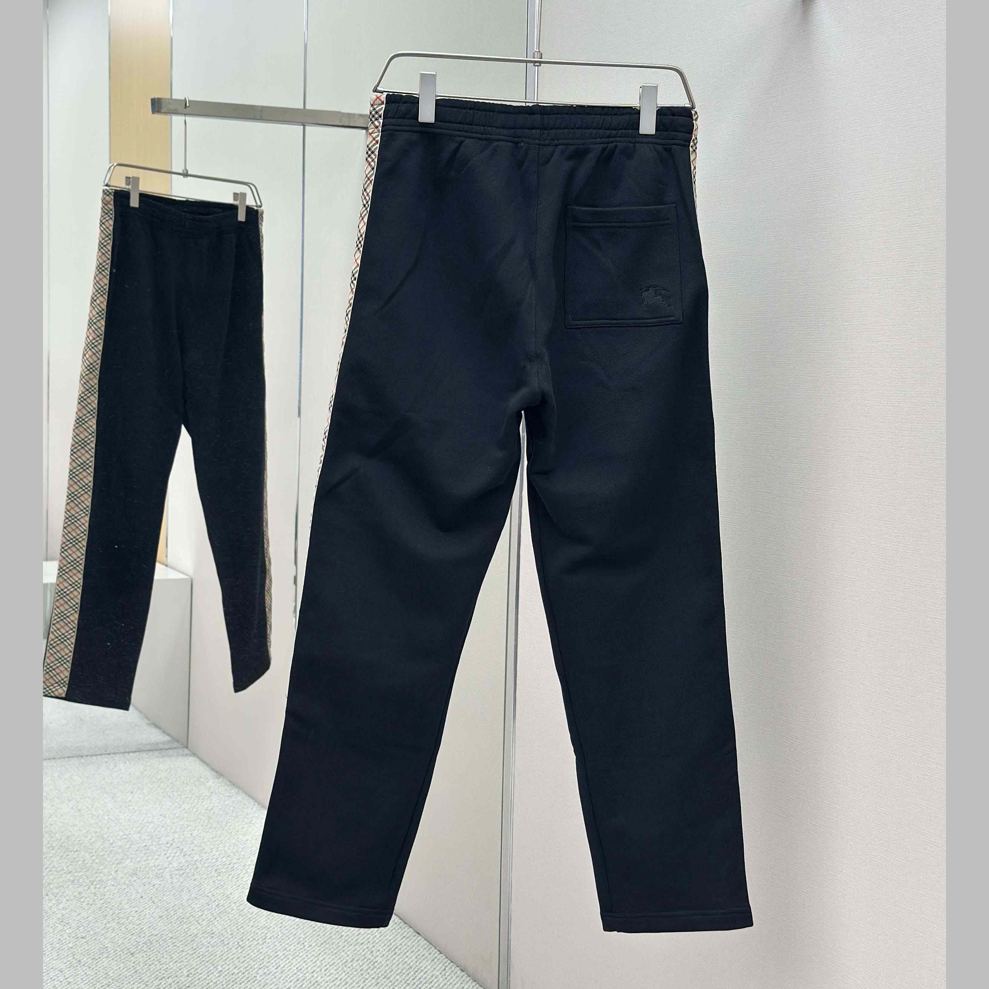 Burberry Check Trim Cotton Jogging Pants - FashionPlug