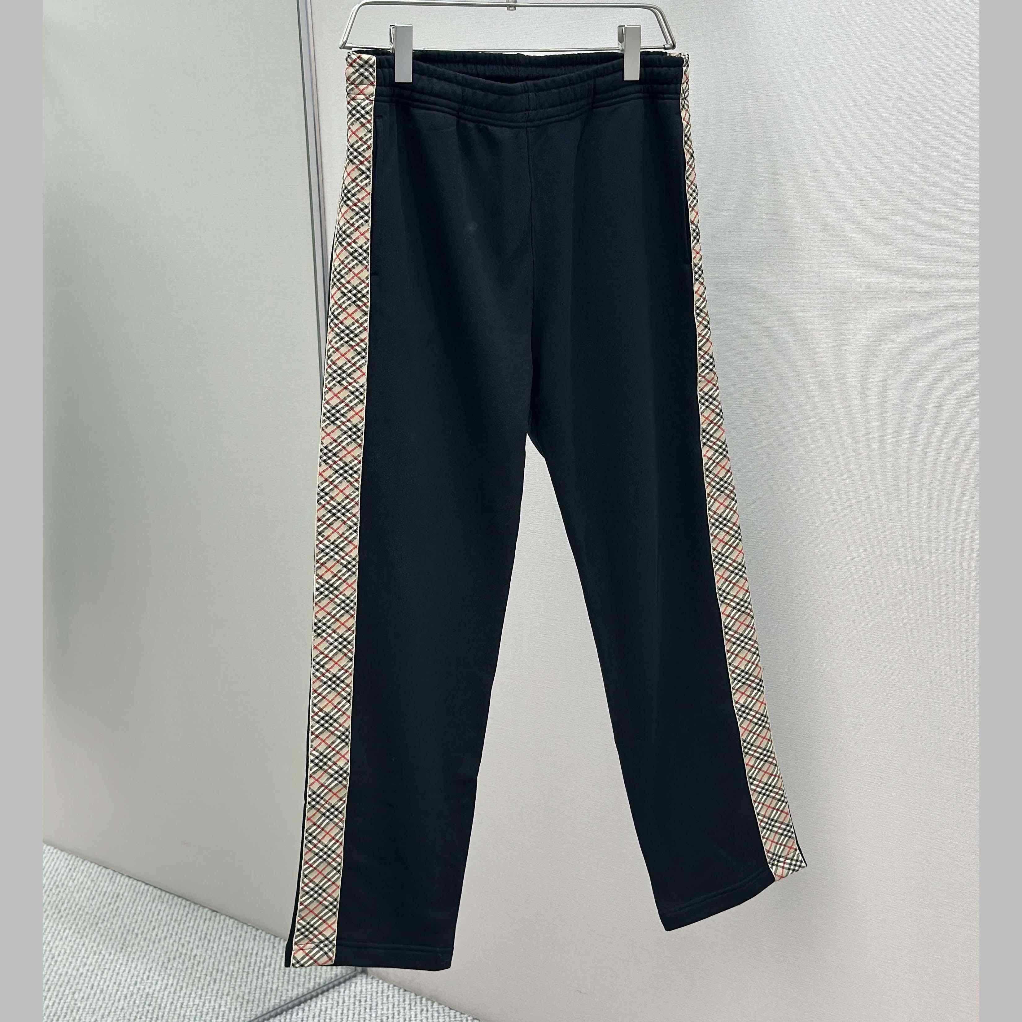 Burberry Check Trim Cotton Jogging Pants - FashionPlug