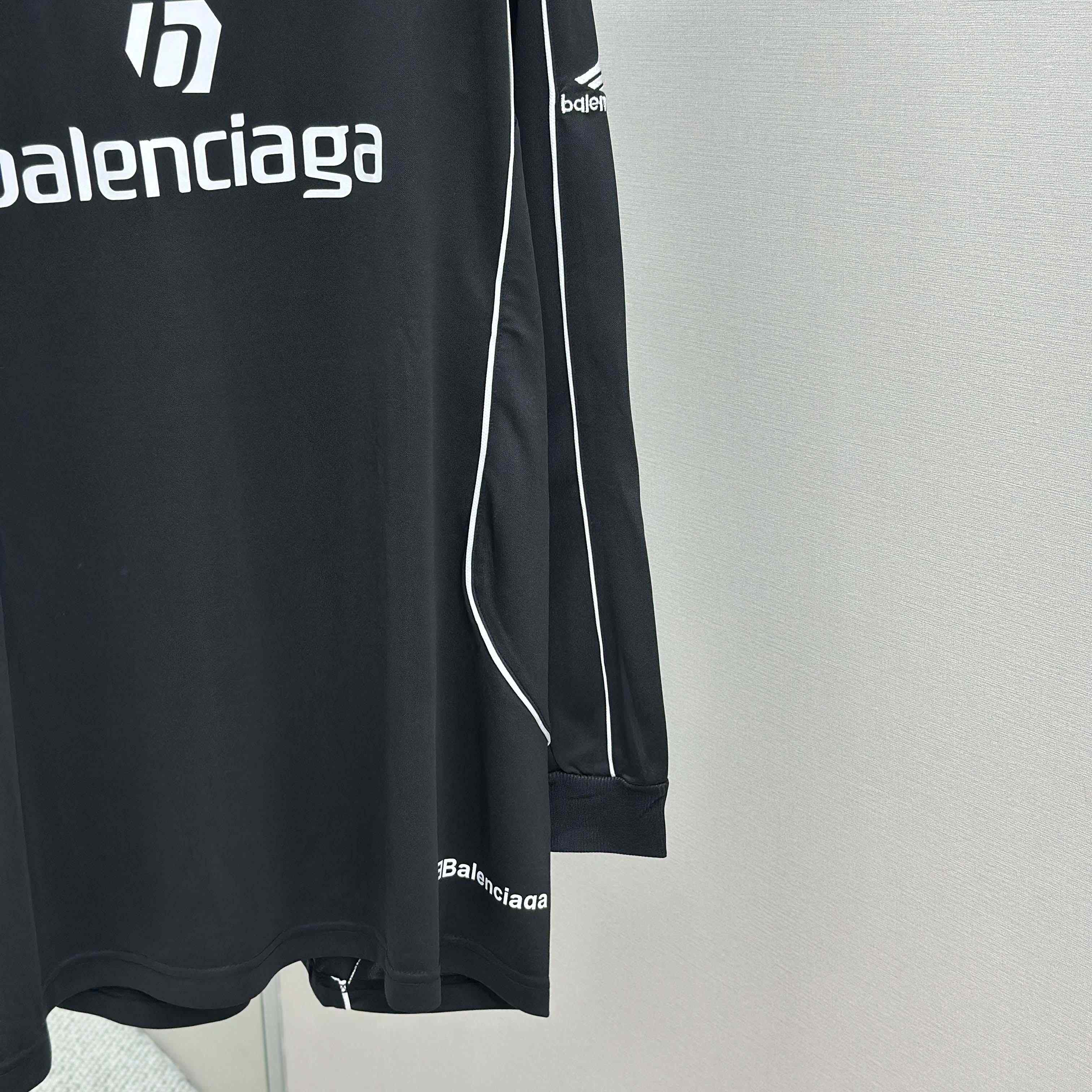Balenciaga Paris Black Long Sleeve Soccer Jersey - FashionPlug
