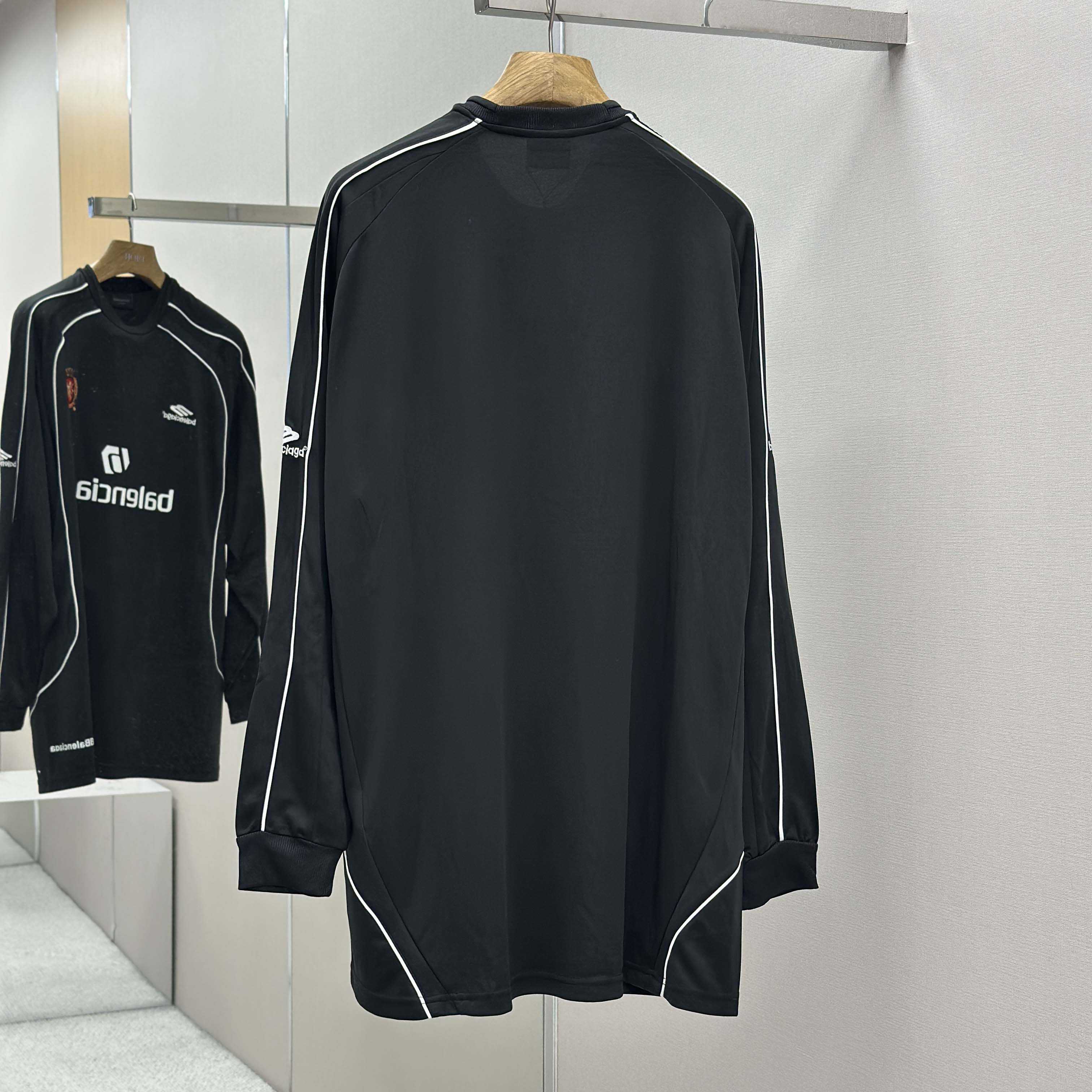 Balenciaga Paris Black Long Sleeve Soccer Jersey - FashionPlug