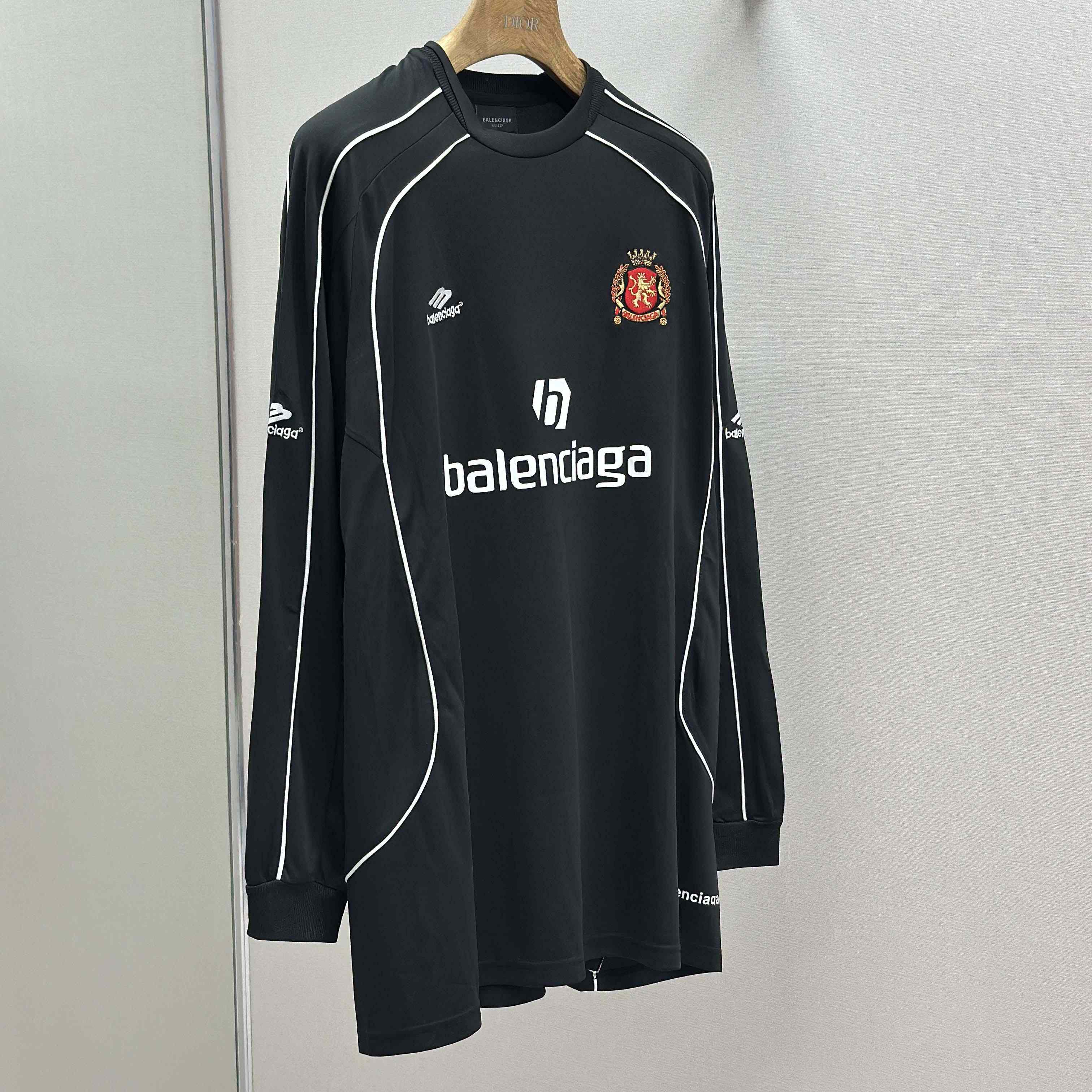 Balenciaga Paris Black Long Sleeve Soccer Jersey - FashionPlug