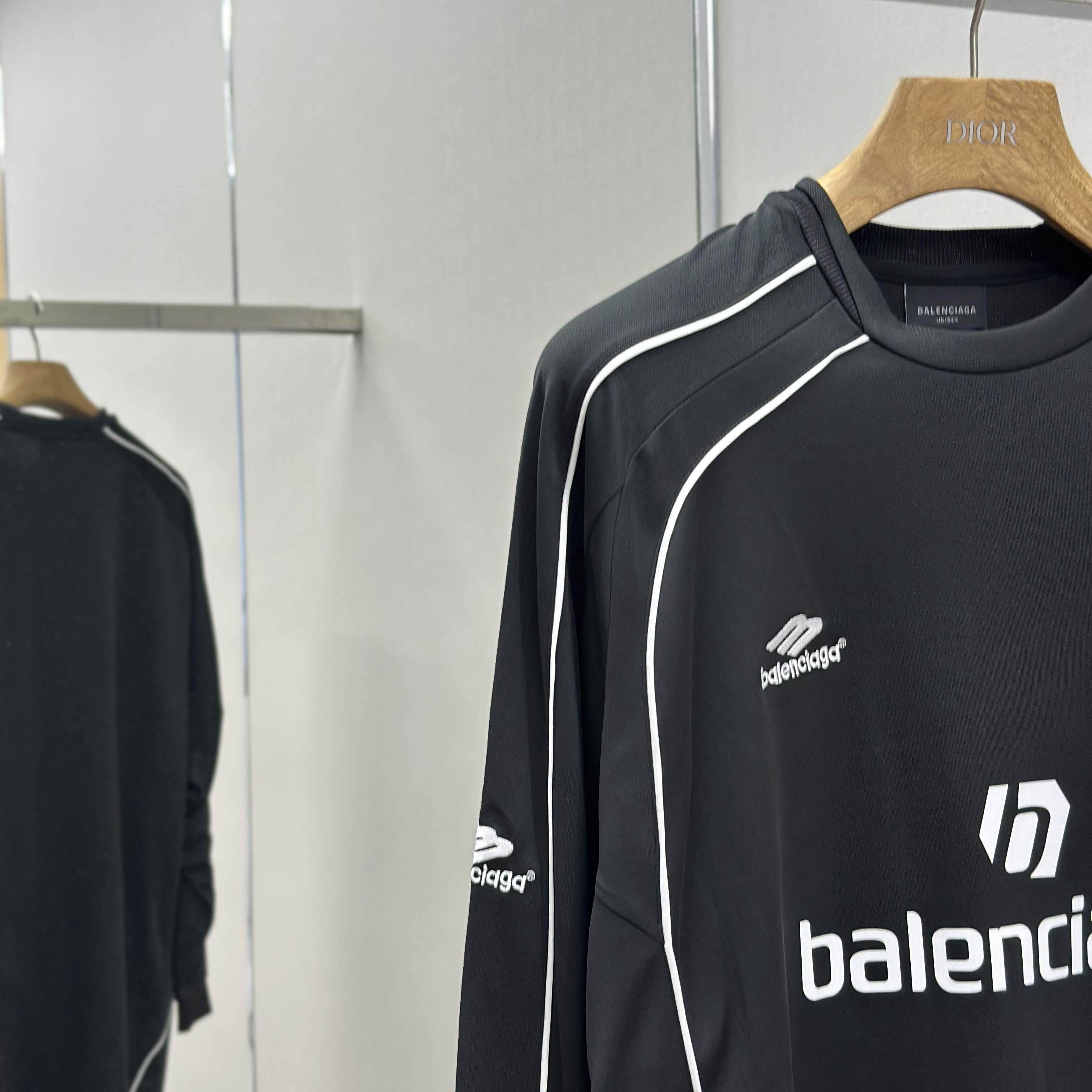 Balenciaga Paris Black Long Sleeve Soccer Jersey - FashionPlug