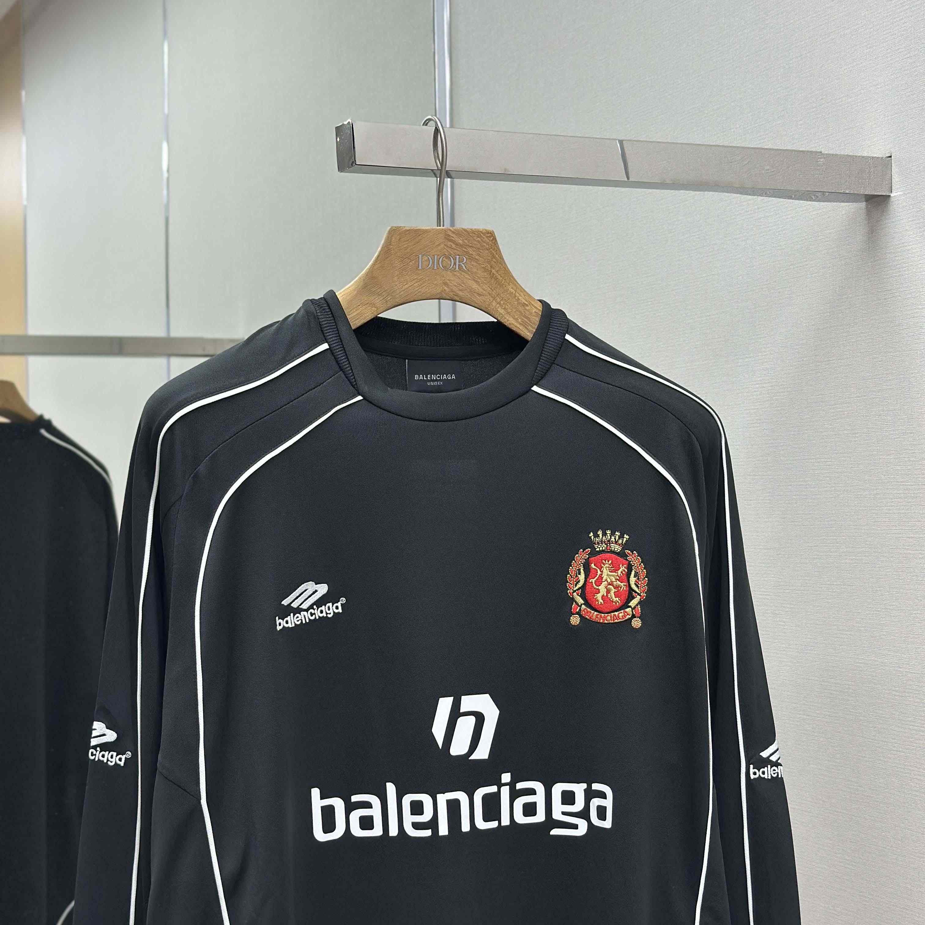 Balenciaga Paris Black Long Sleeve Soccer Jersey - FashionPlug