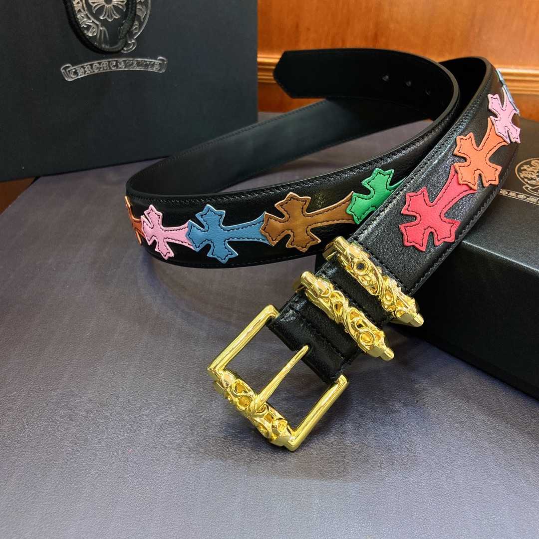 Chrome Hearts Leather Belt    3.8cm - FashionPlug