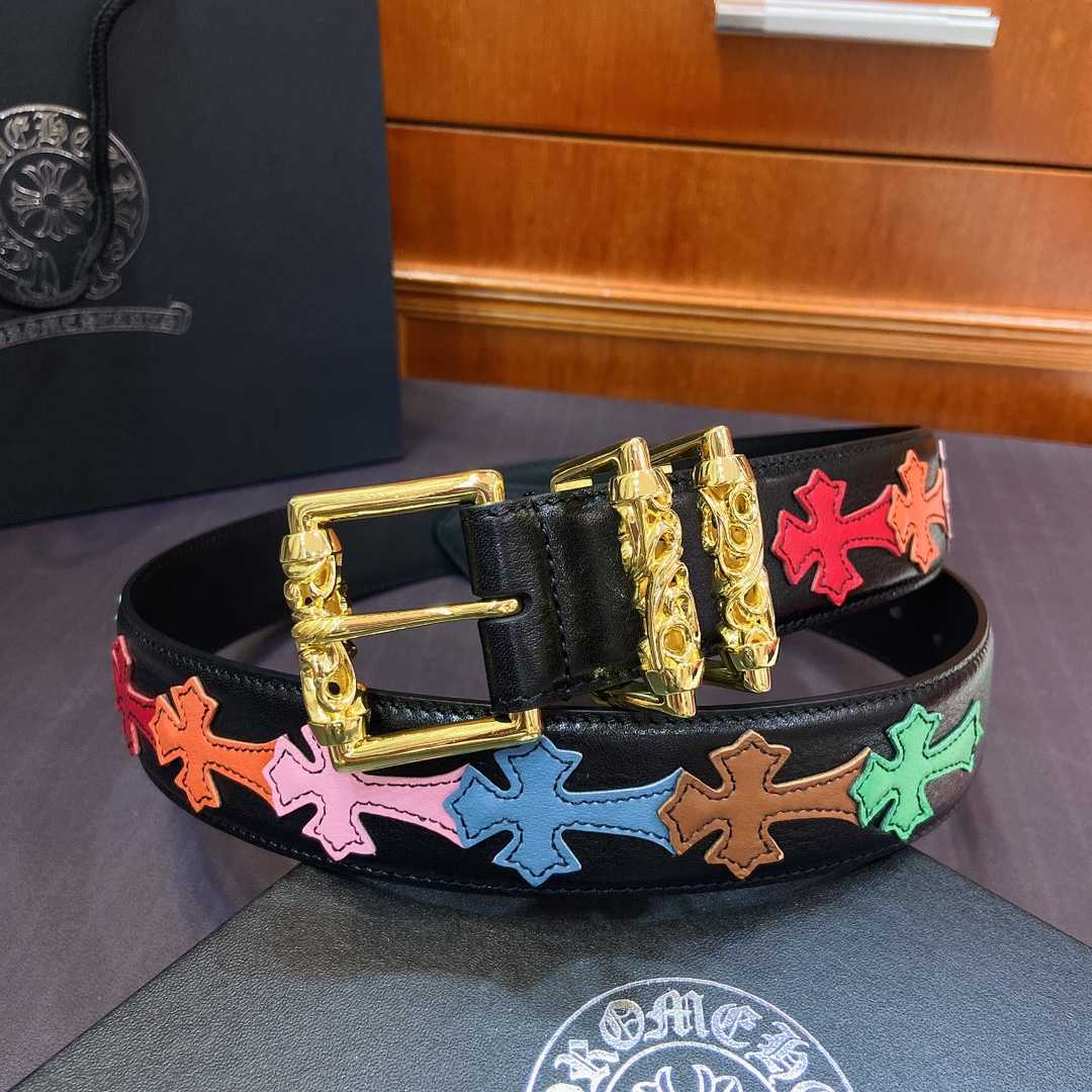 Chrome Hearts Leather Belt    3.8cm - FashionPlug