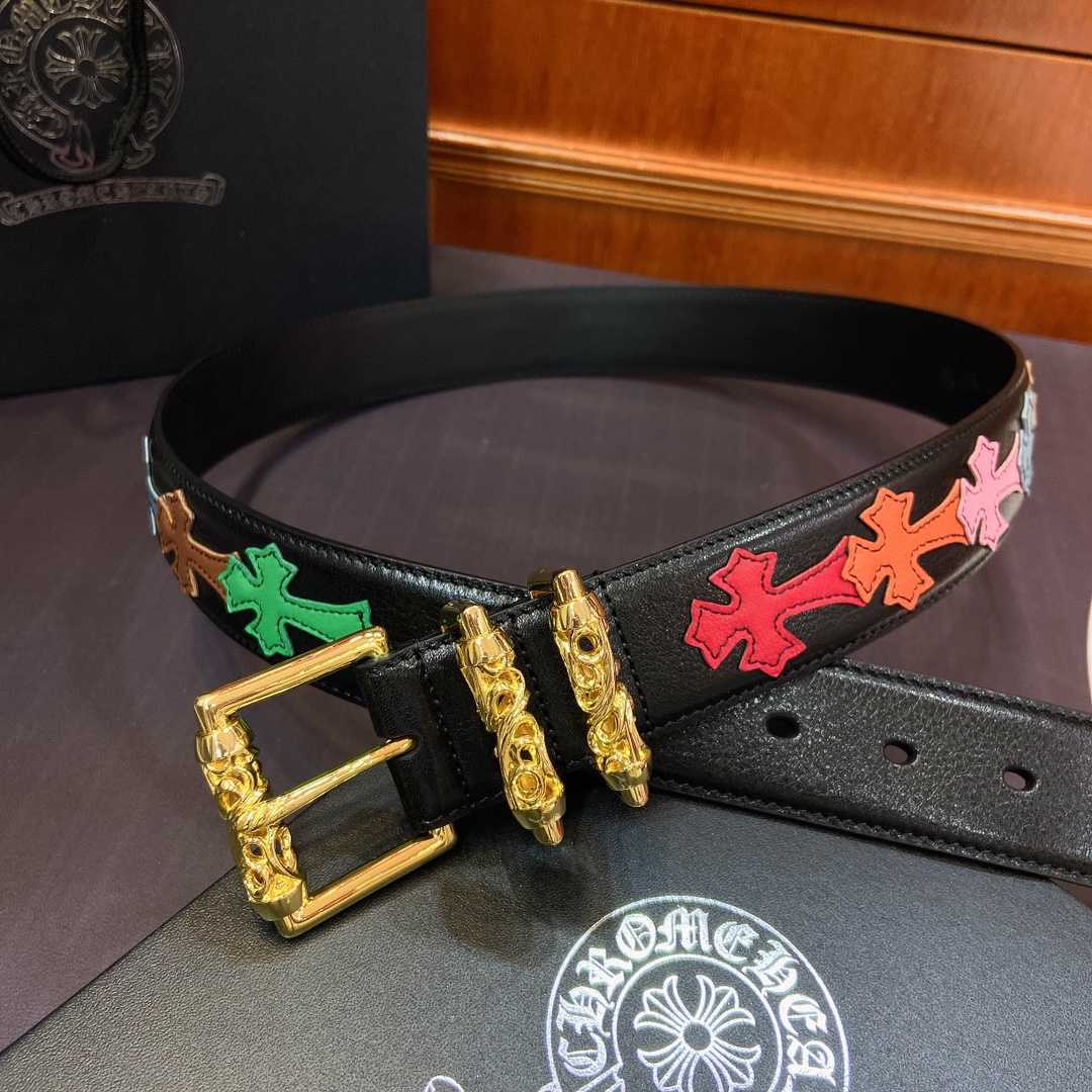 Chrome Hearts Leather Belt    3.8cm - FashionPlug