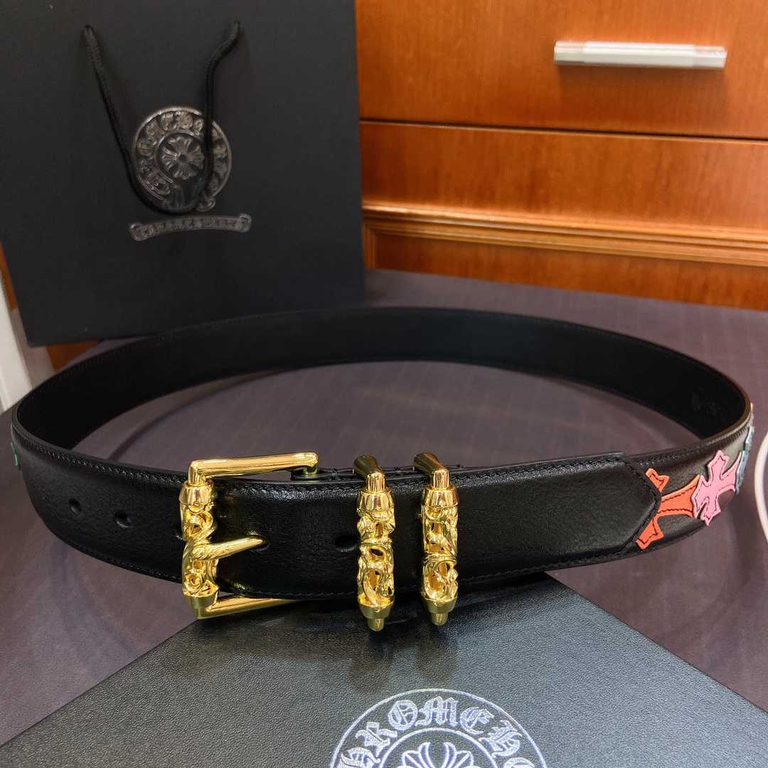 Chrome Hearts Leather Belt    3.8cm - FashionPlug