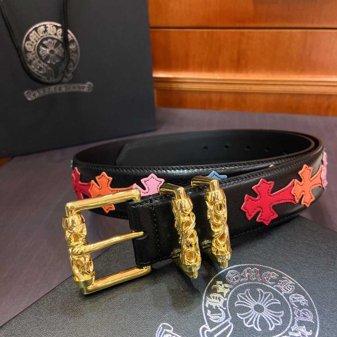 Chrome Hearts Leather Belt    3.8cm - FashionPlug