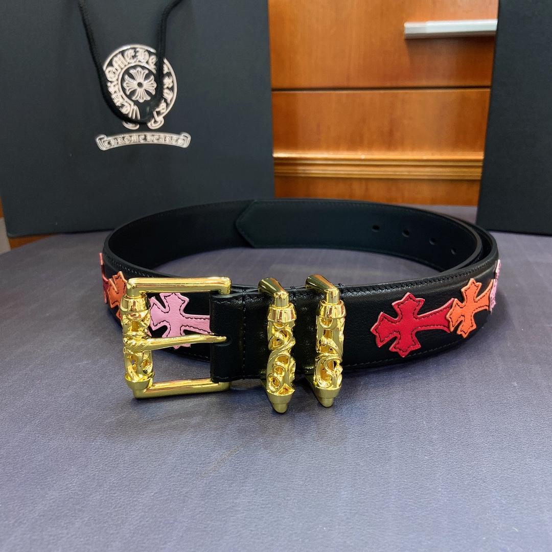 Chrome Hearts Leather Belt    3.8cm - FashionPlug