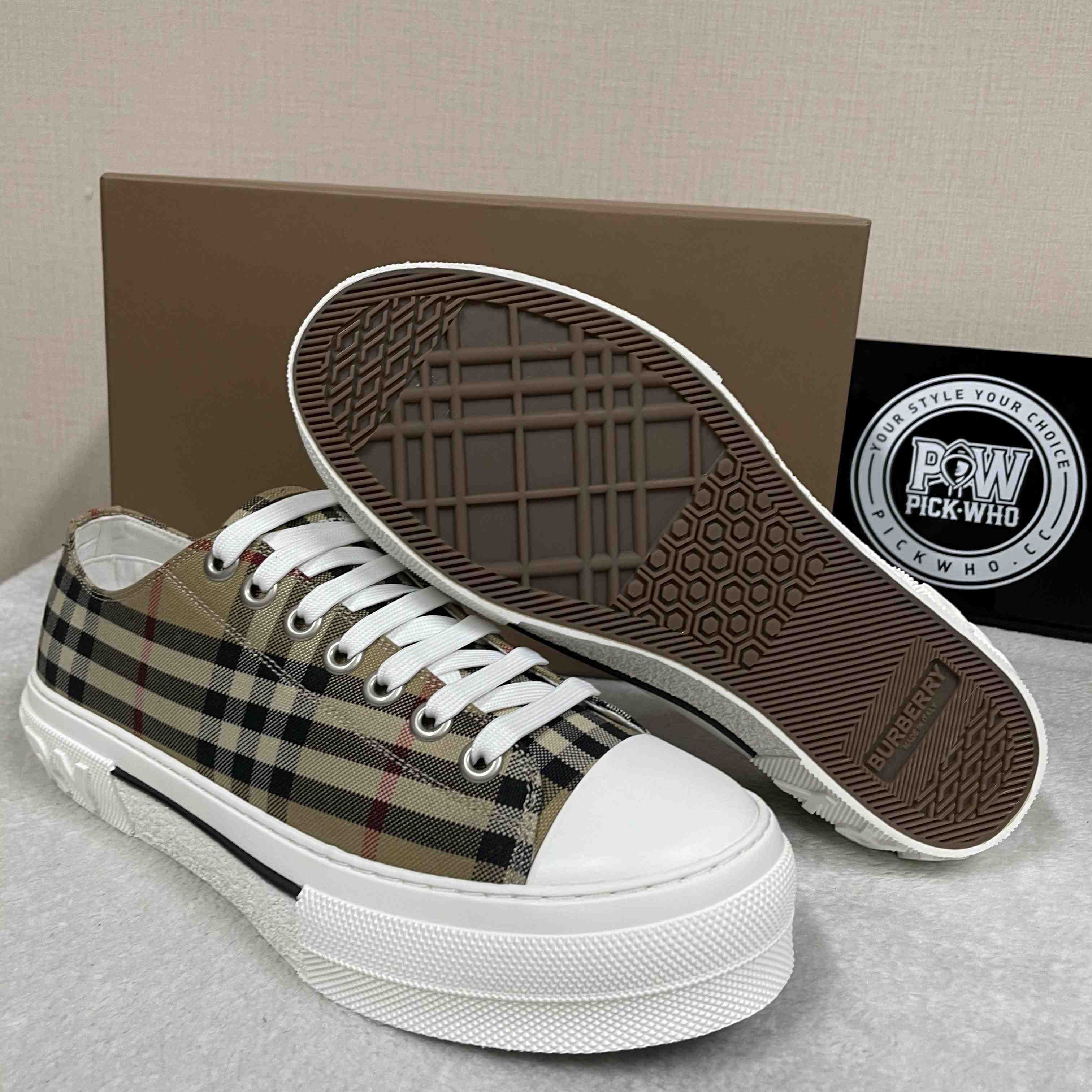 Burberry Check Low Top Sneaker - FashionPlug