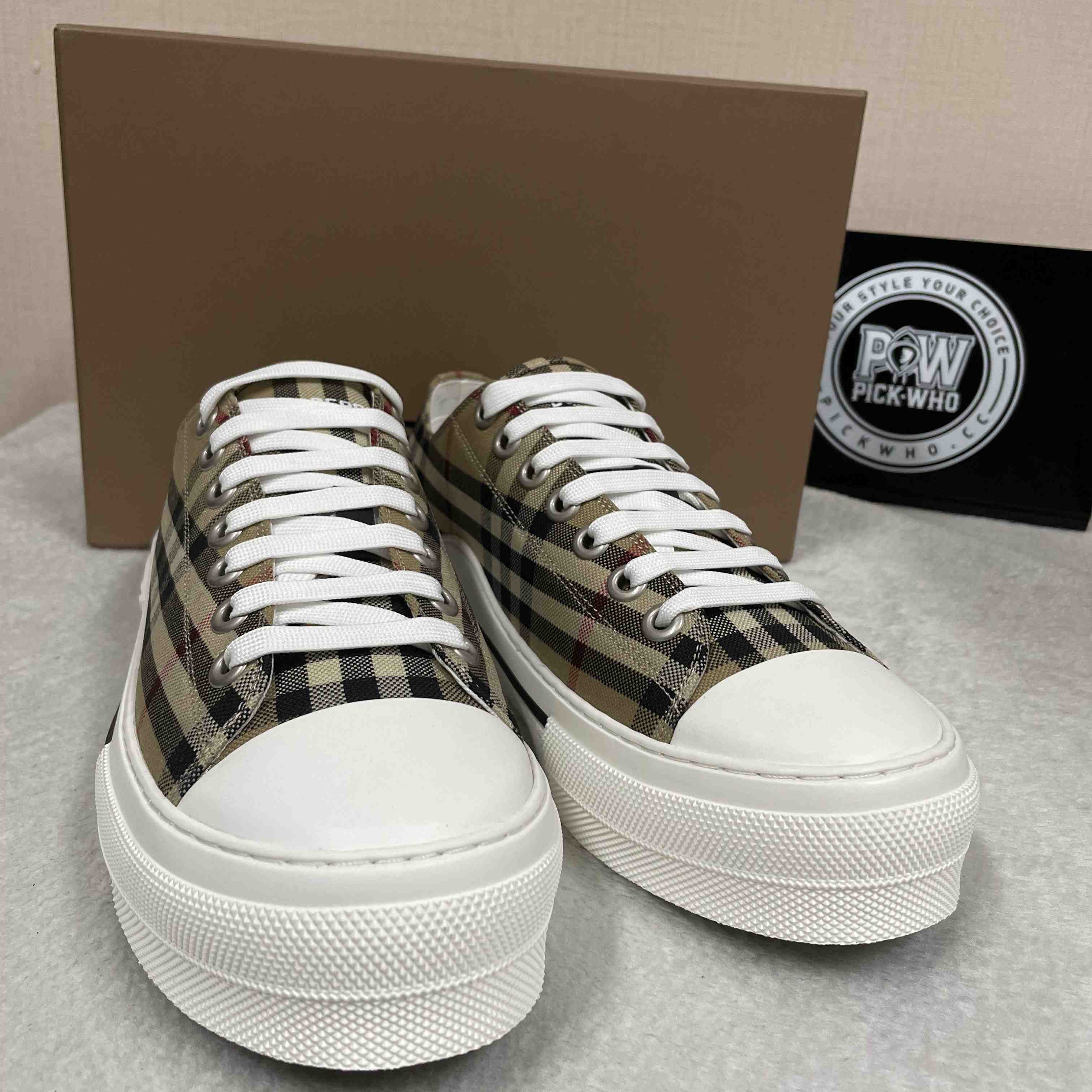 Burberry Check Low Top Sneaker - FashionPlug