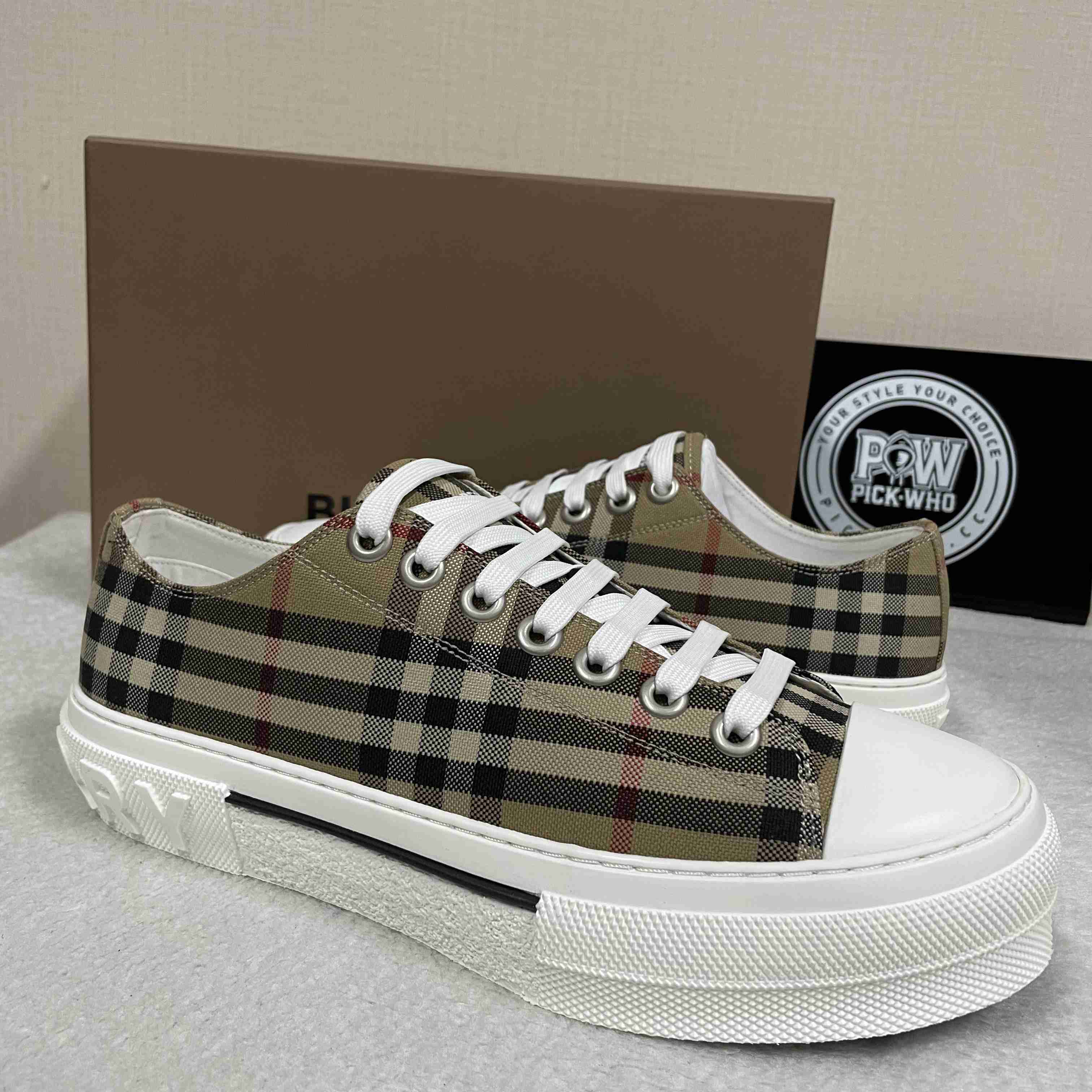 Burberry Check Low Top Sneaker - FashionPlug
