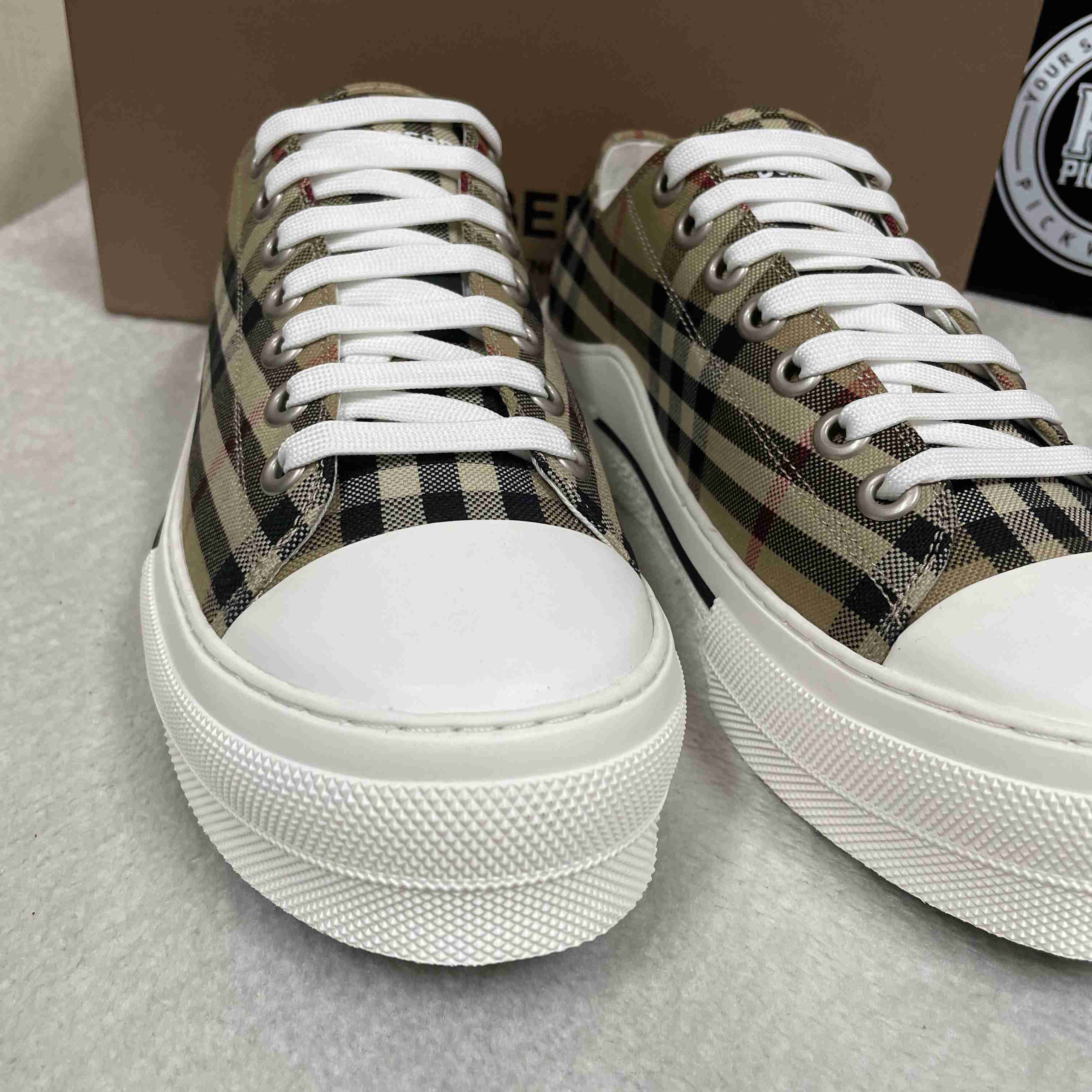 Burberry Check Low Top Sneaker - FashionPlug