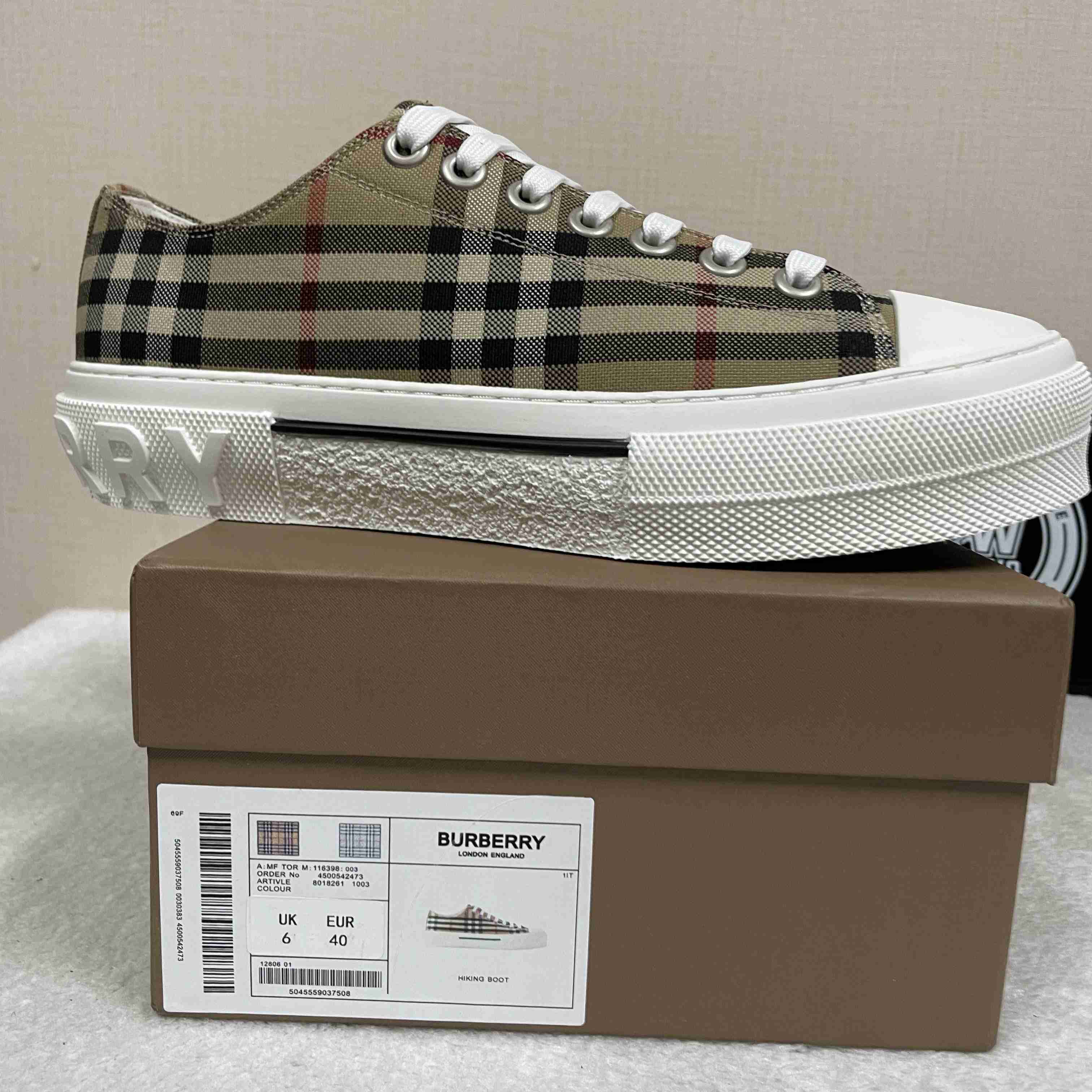 Burberry Check Low Top Sneaker - FashionPlug