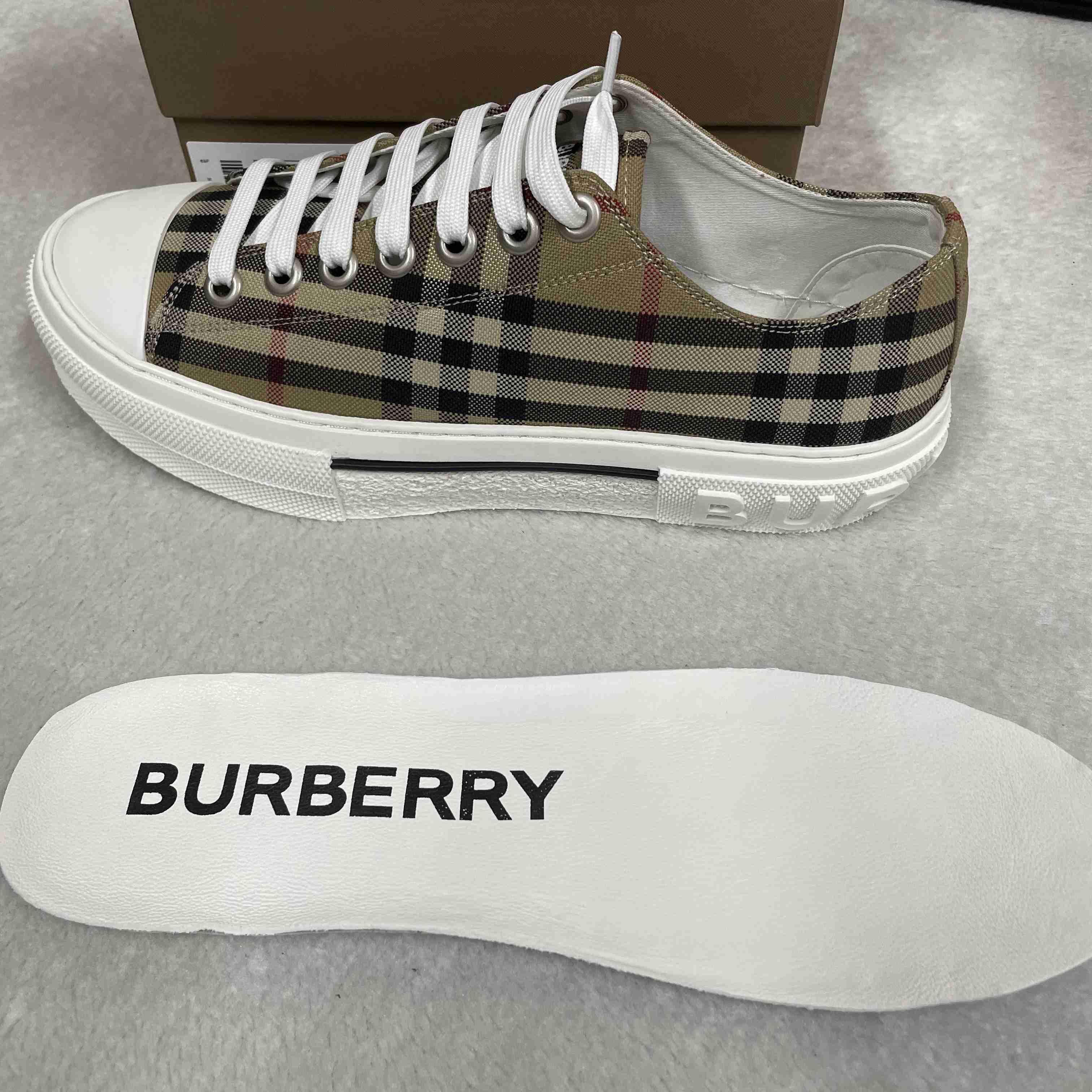 Burberry Check Low Top Sneaker - FashionPlug