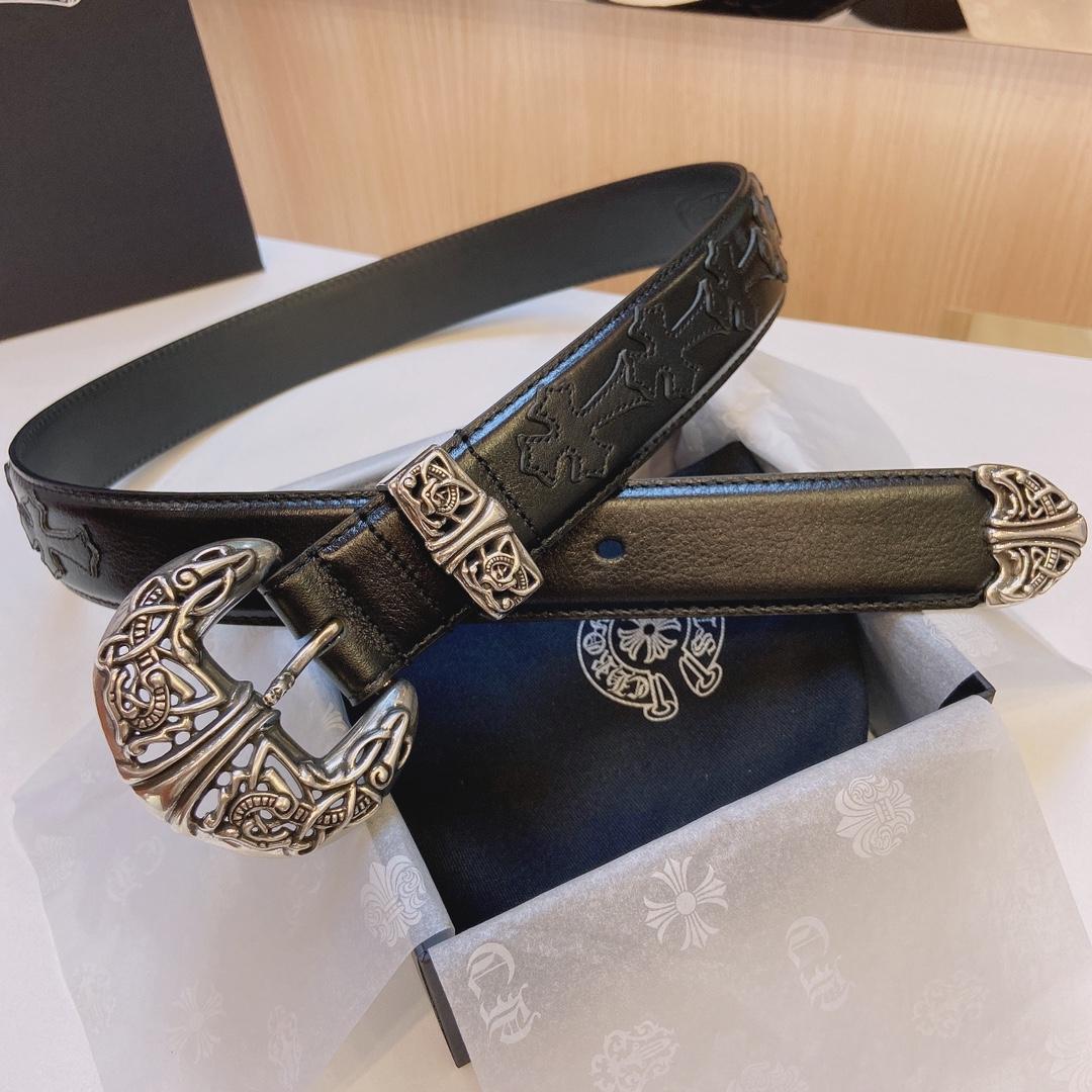 Chrome Hearts Leather Belt    3.8cm - FashionPlug