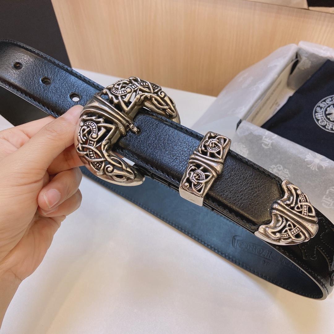 Chrome Hearts Leather Belt    3.8cm - FashionPlug