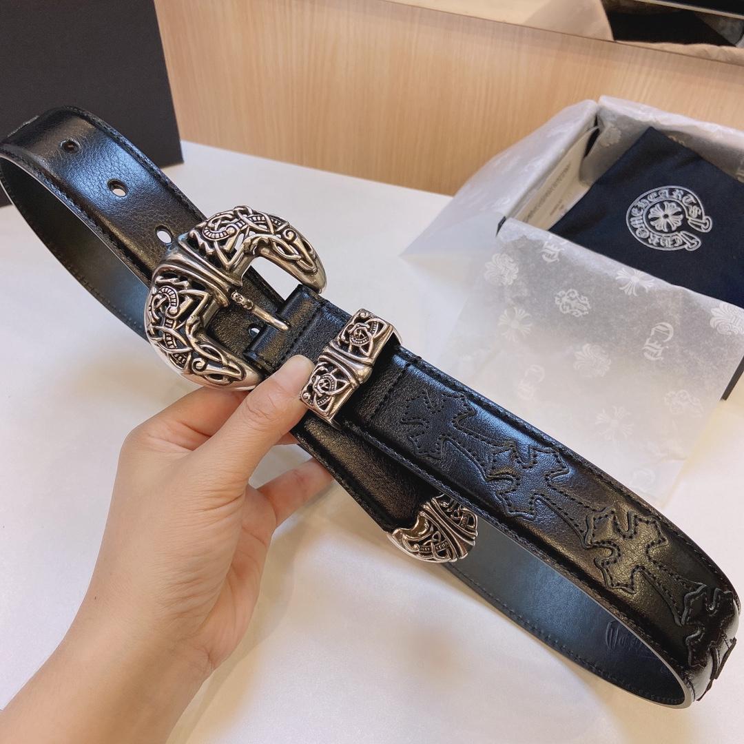 Chrome Hearts Leather Belt    3.8cm - FashionPlug