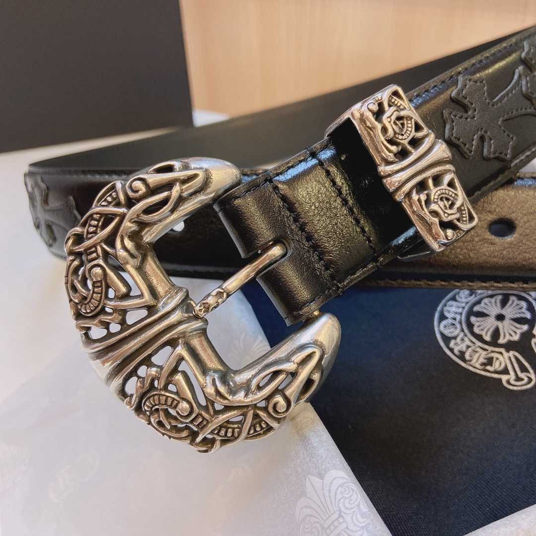 Chrome Hearts Leather Belt    3.8cm - FashionPlug