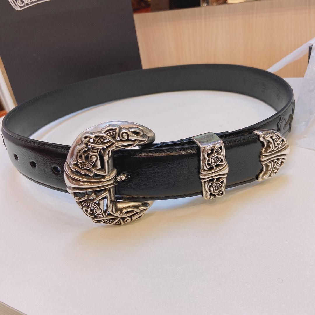 Chrome Hearts Leather Belt    3.8cm - FashionPlug